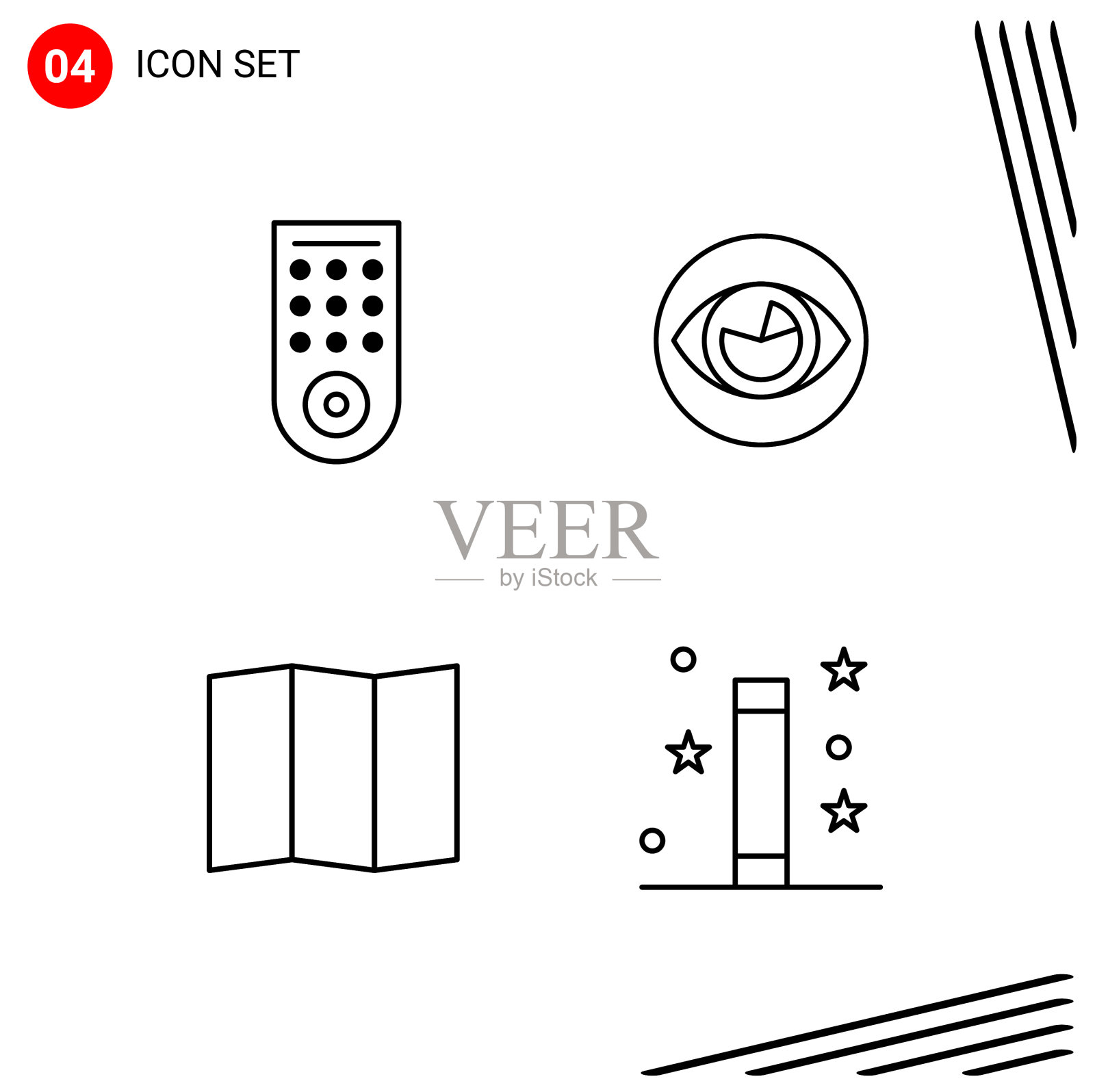 收集4个图标在线条风格像素完美图标素材