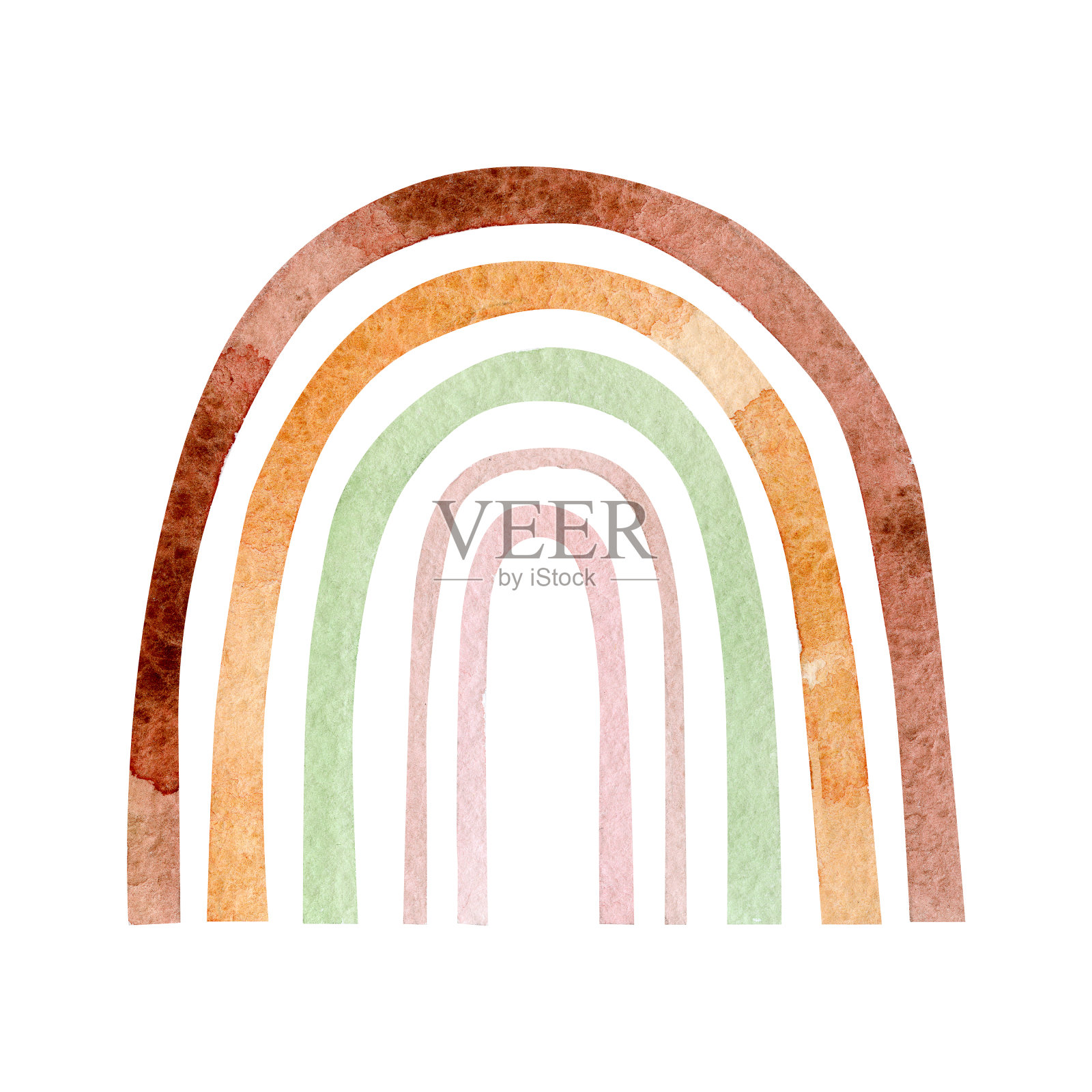 水彩可爱的彩虹。为logo设计，婴儿淋浴，instagram故事，亮点，婴儿托儿所装饰，儿童装饰，儿童房手绘插画波西米亚设计。设计元素图片