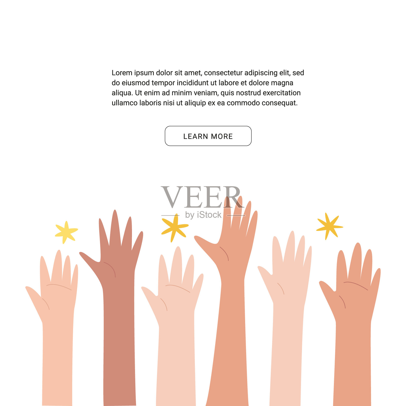 左撇子团结概念旗帜。8月13日，庆祝国际左撇子日。左手一起举起，互相帮助，互相扶持。事件卡，可爱的线条风格。矢量图插画图片素材