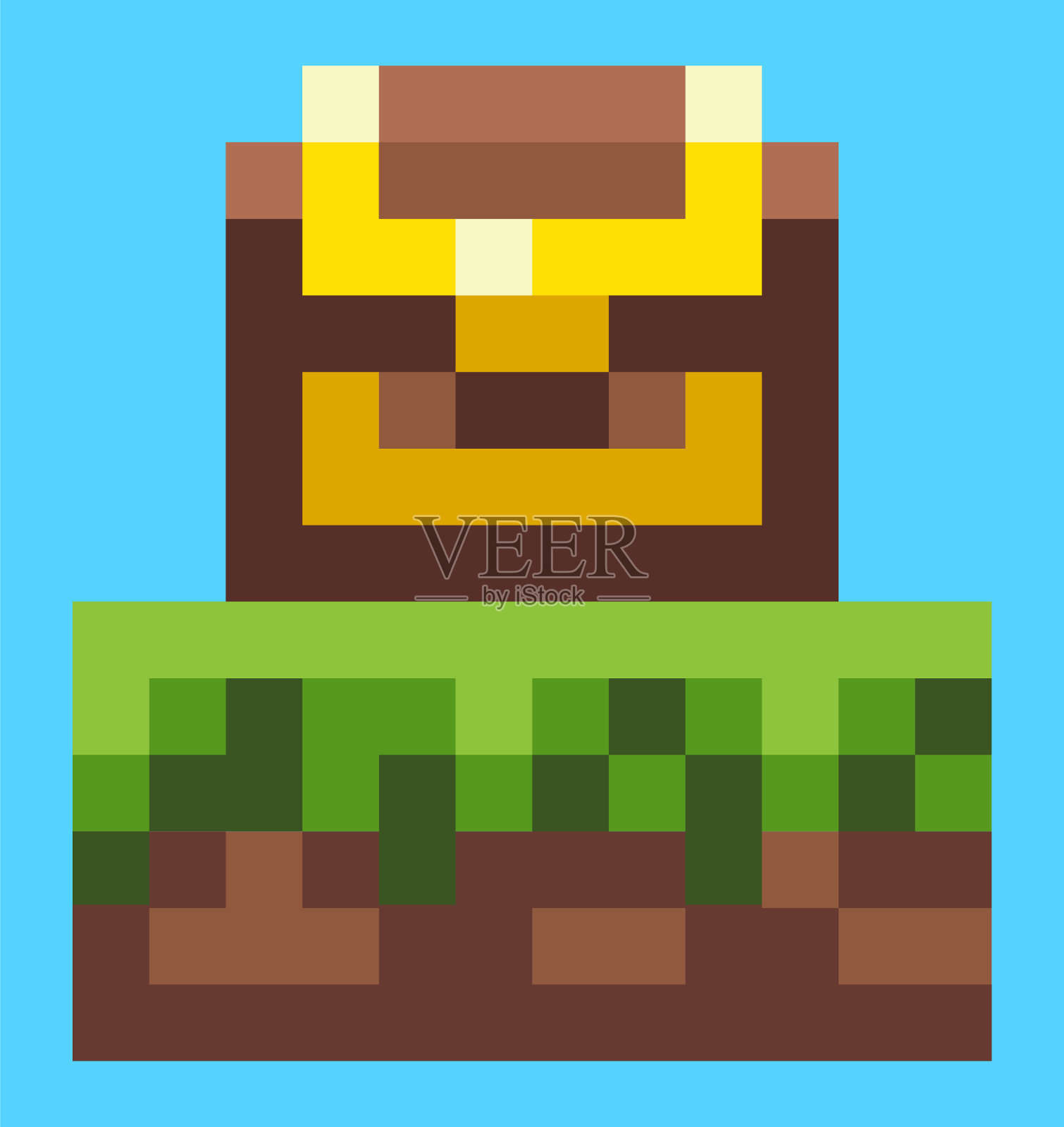 像素游戏宝藏盒子与财富和硬币插画图片素材