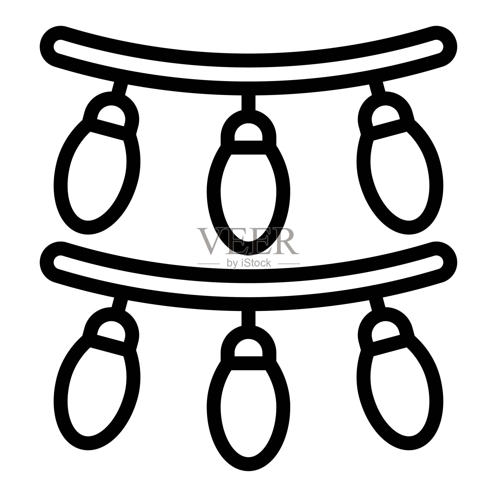 生日或新生婴儿相关的挂饰灯泡呈直线造型，插画图片素材