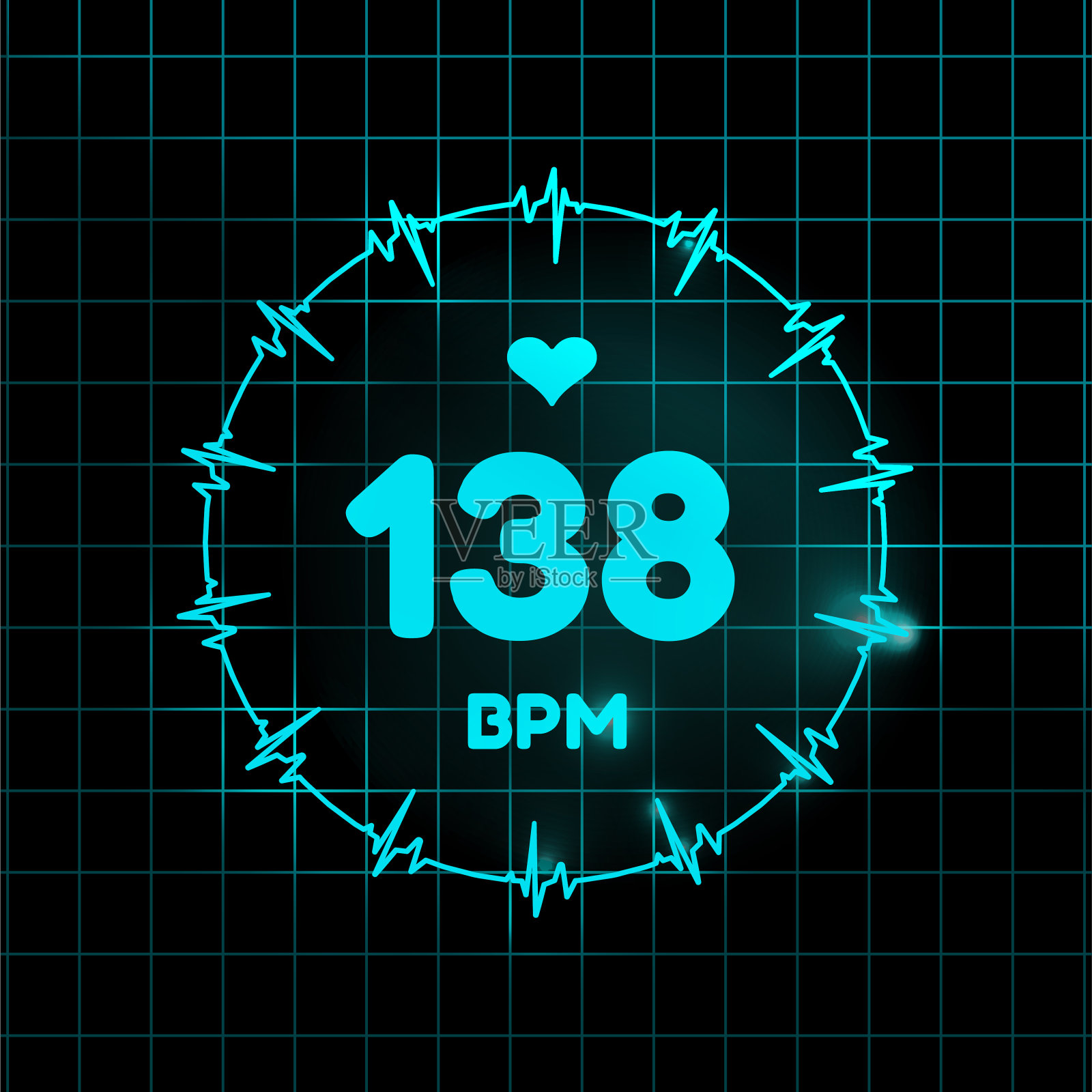 心脏心动图，脉搏，bpm。健身追踪器屏幕。矢量图插画图片素材