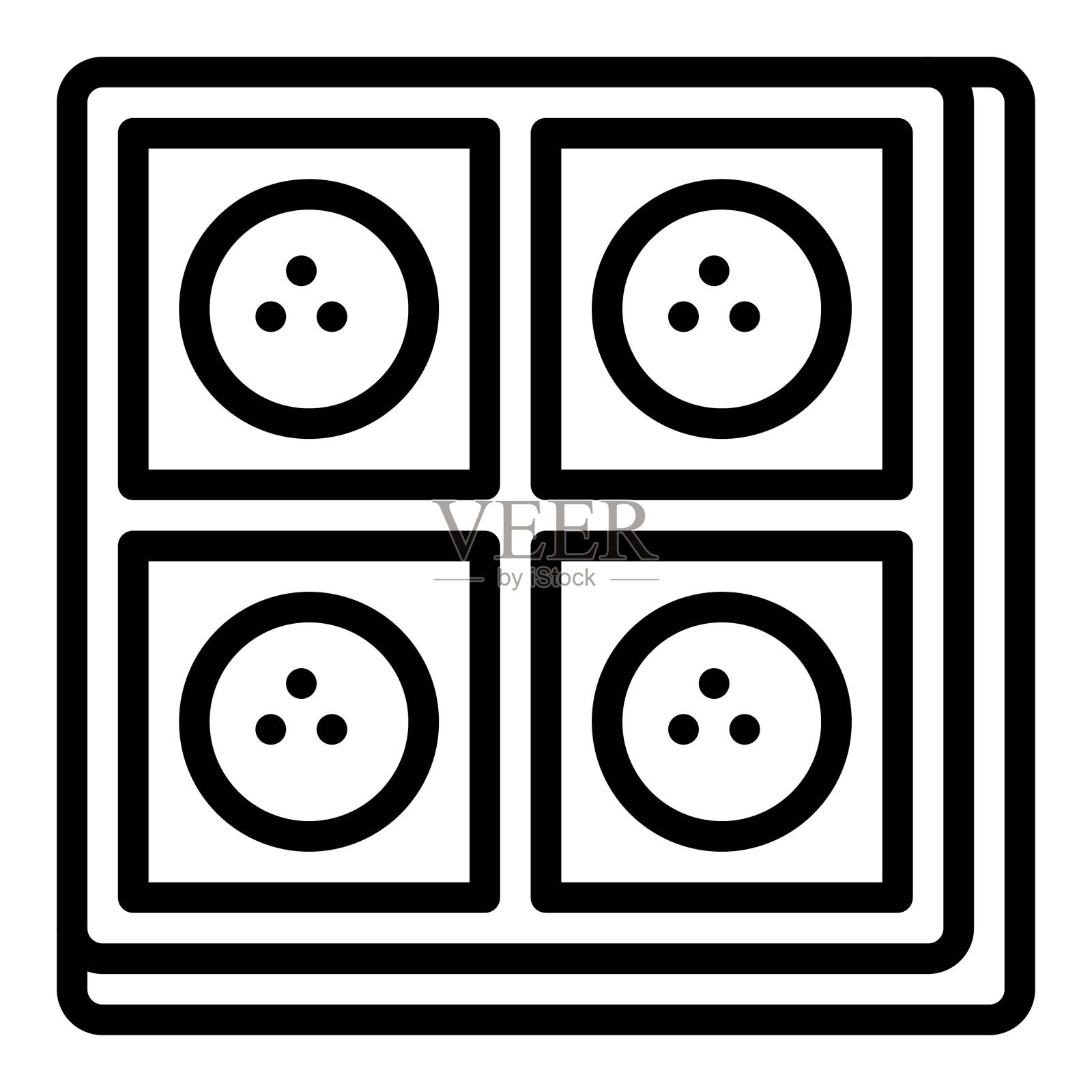 生日或新生婴儿相关的美味和甜饼干在盒子中矢量线型，插画图片素材