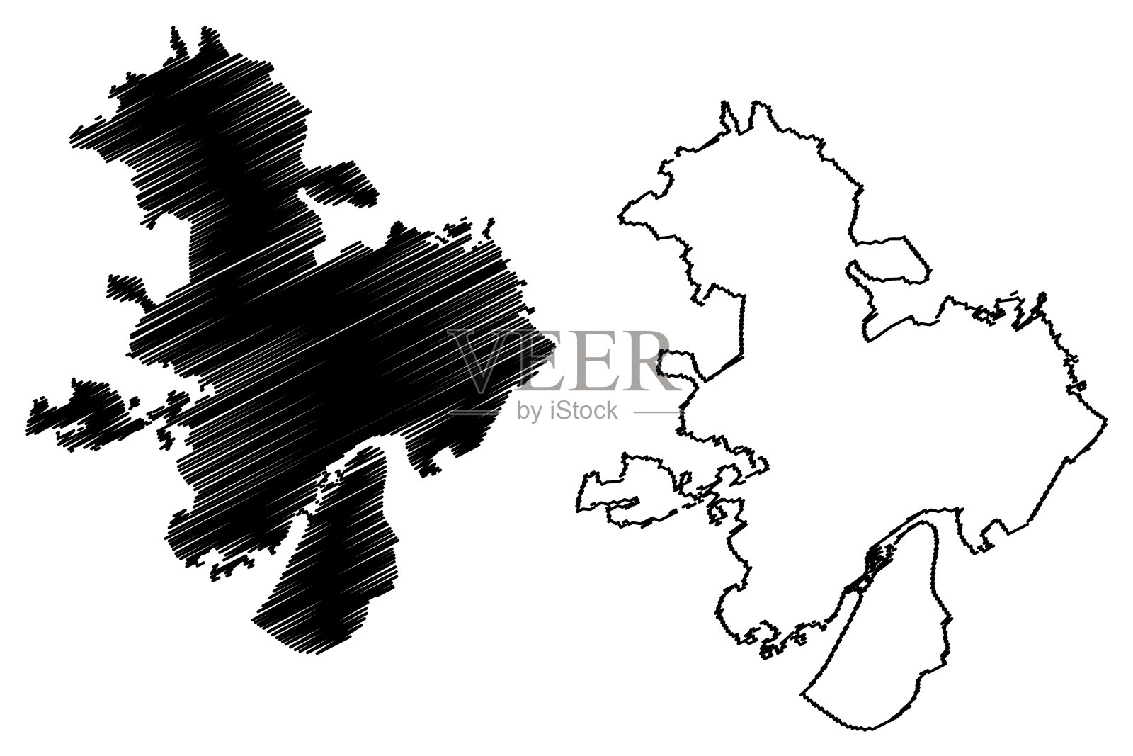 科尔多瓦城(西班牙王国，安达卢西亚)地图矢量插图，涂鸦素描科尔多瓦城地图插画图片素材