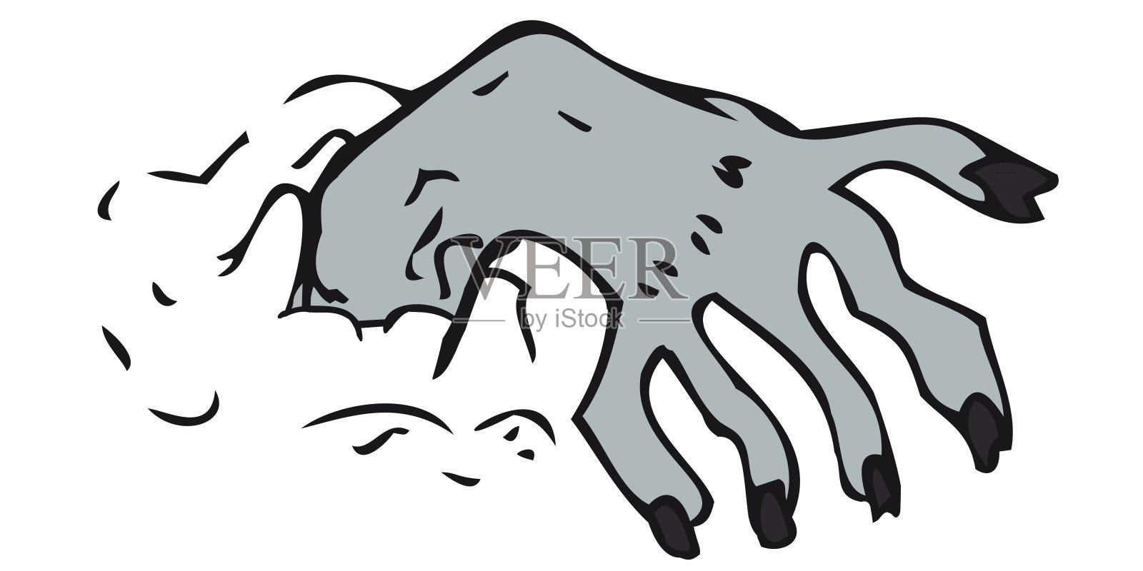 可怕的僵尸手爬出地球，矢量装饰元素，万圣节彩色插图插画图片素材