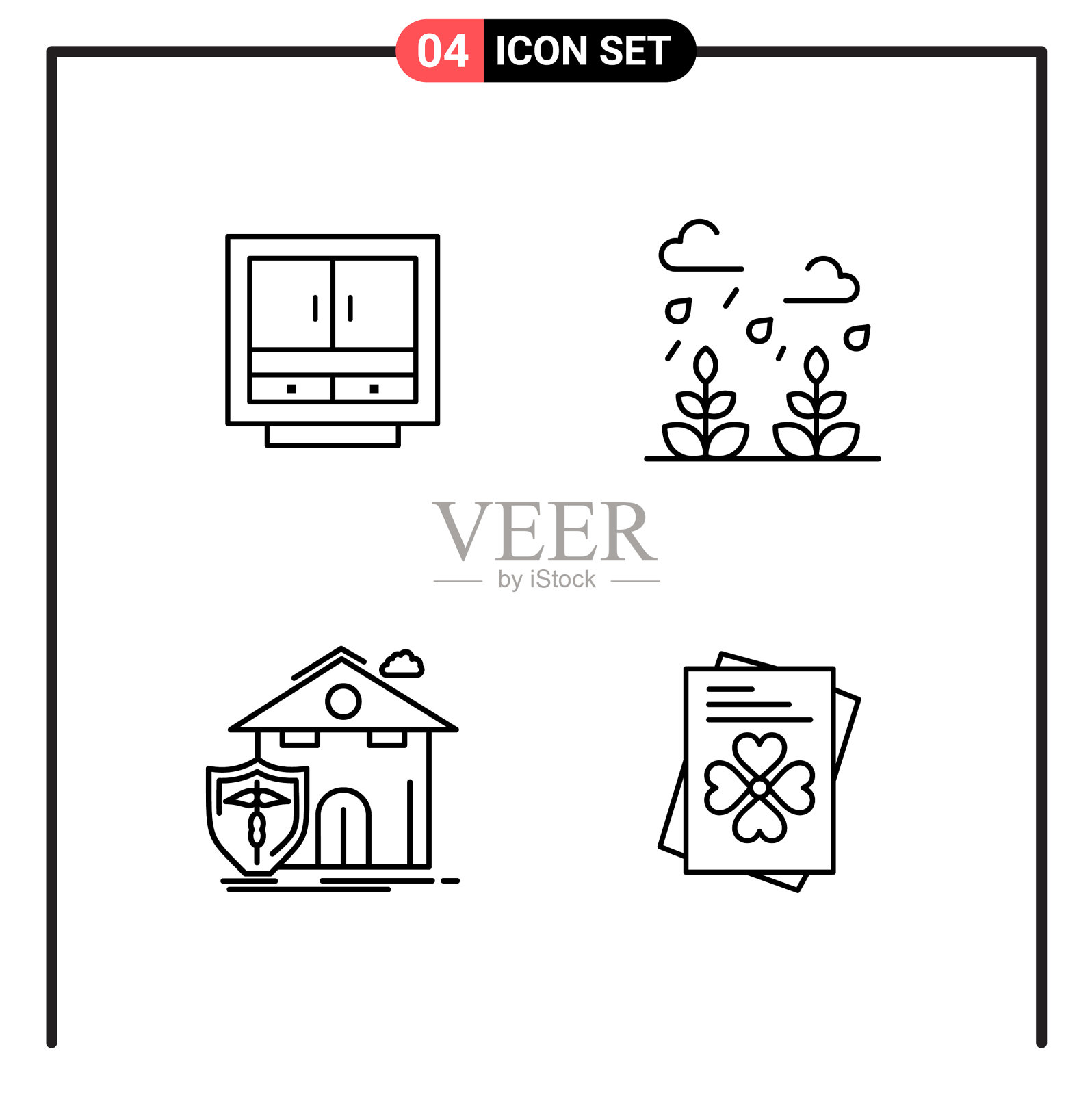 为网页和移动设置4个线条样式图标图标素材