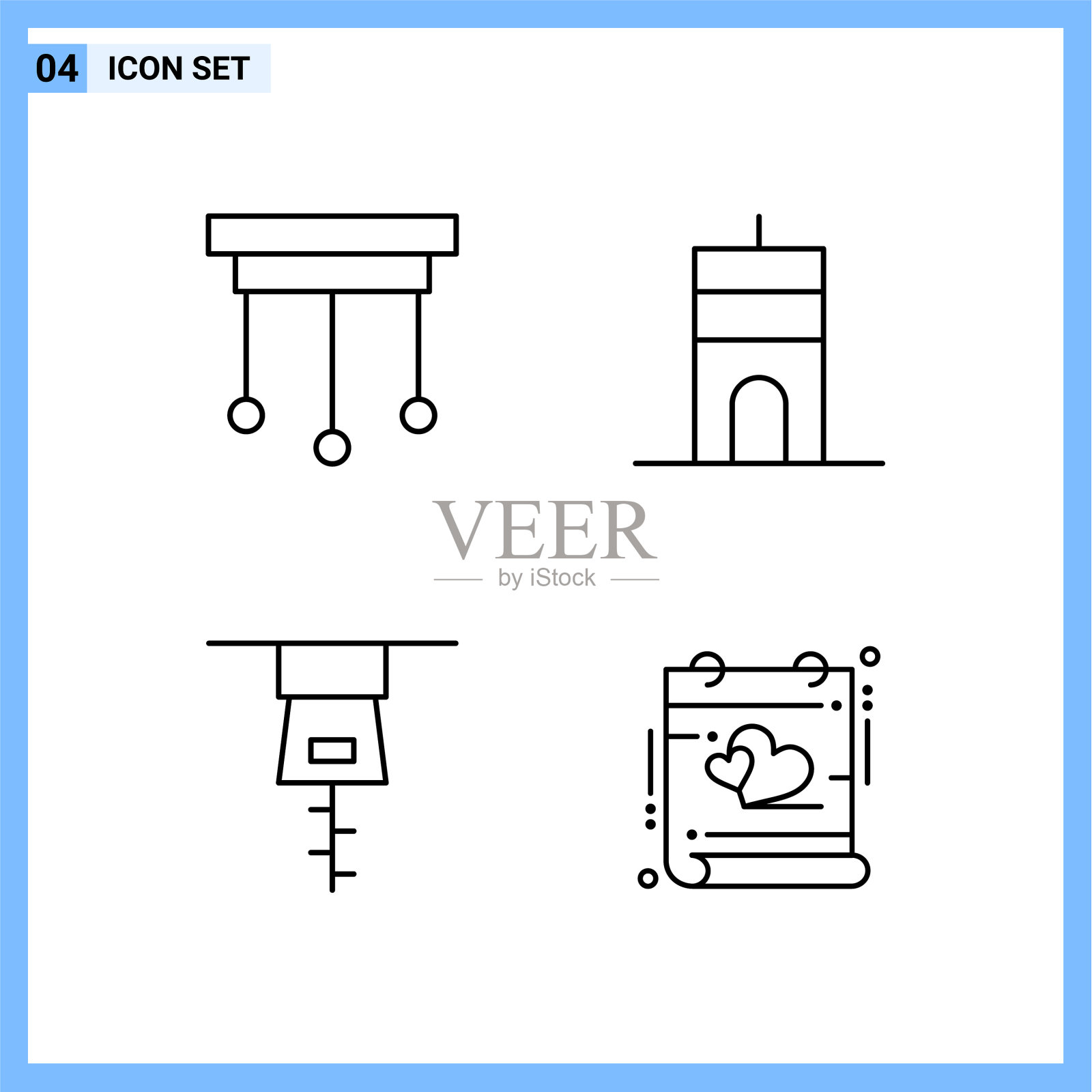 4图标线条样式创意轮廓符号黑色图标素材