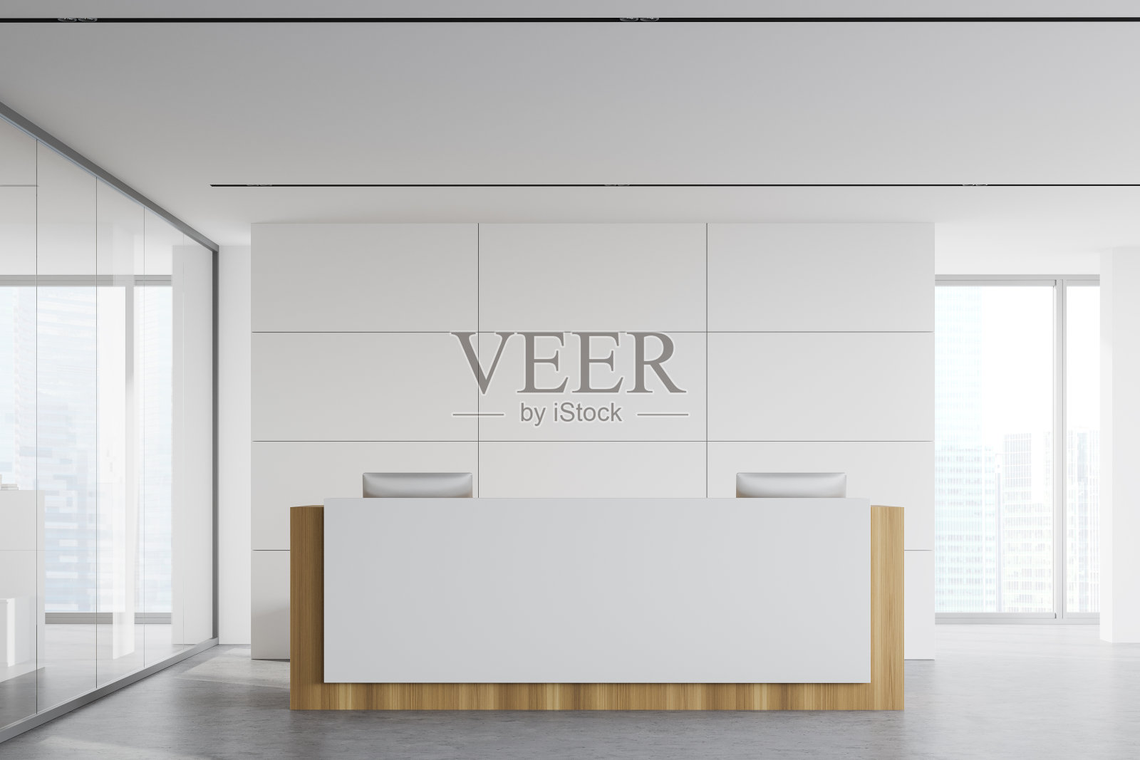 前台在白色办公室照片摄影图片