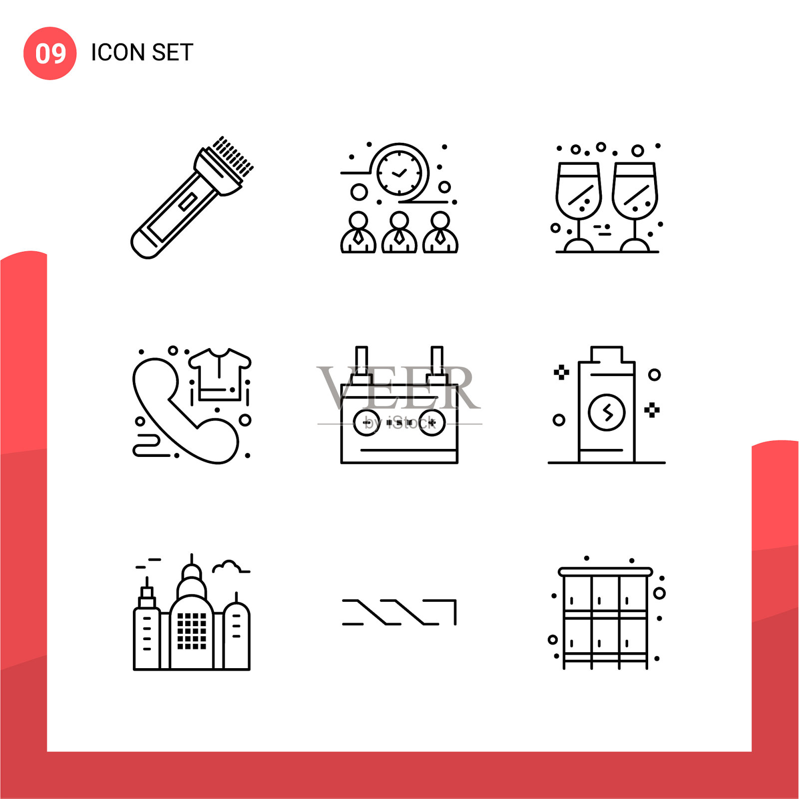 打包9个通用的打印媒体轮廓图标图标素材