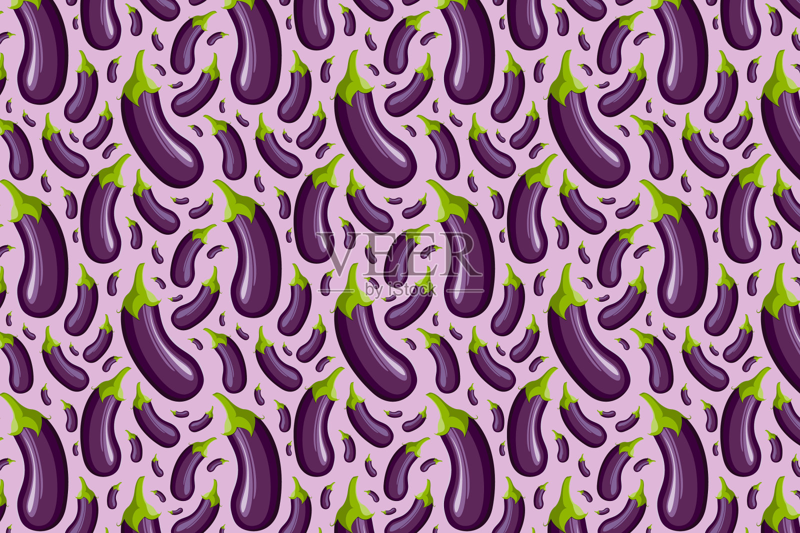 茄子图案上的紫罗兰。光明食品模式插画图片素材
