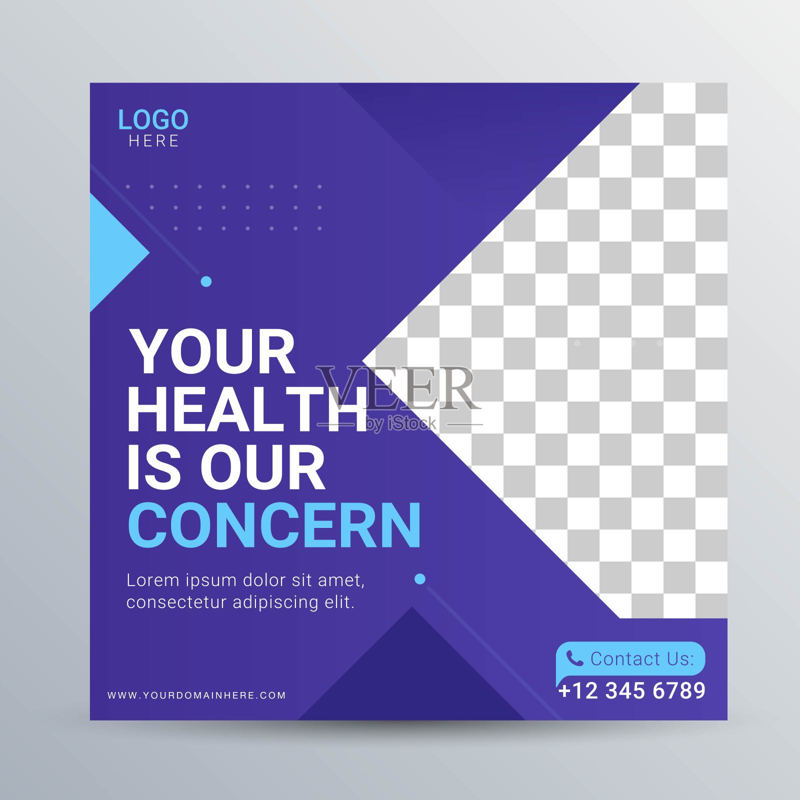 用于推广的医疗保健社交媒体帖子模板设计模板素材