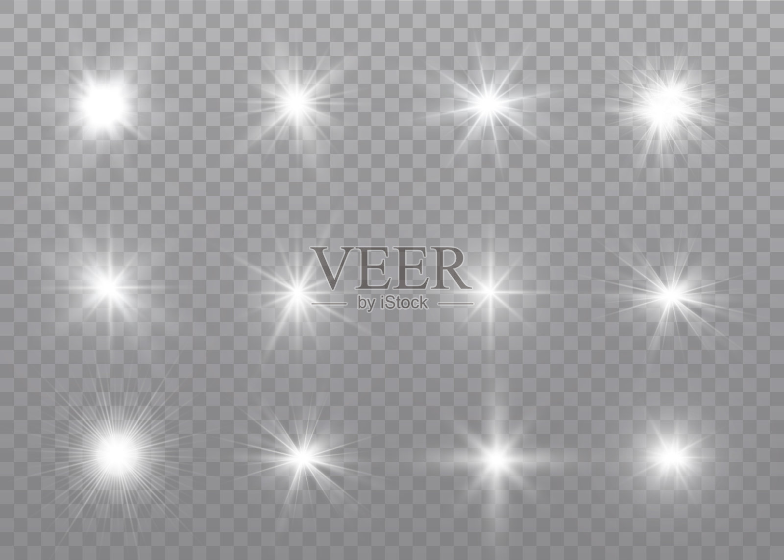 白光的星星。设计元素图片