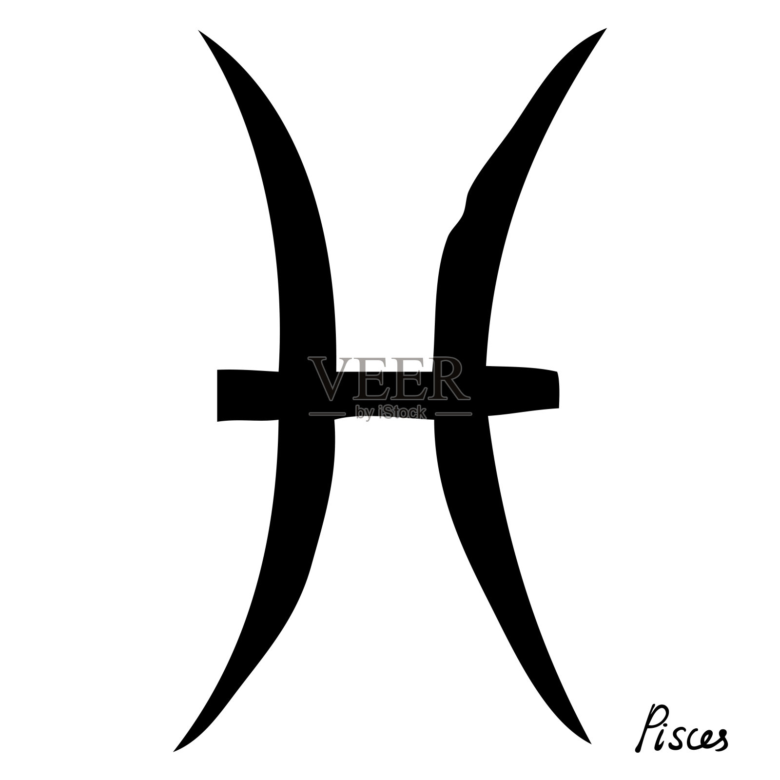 双鱼座的黄道十二宫手绘星座。可用于神秘神秘的手相术和巫术炼金术。向量。插画图片素材