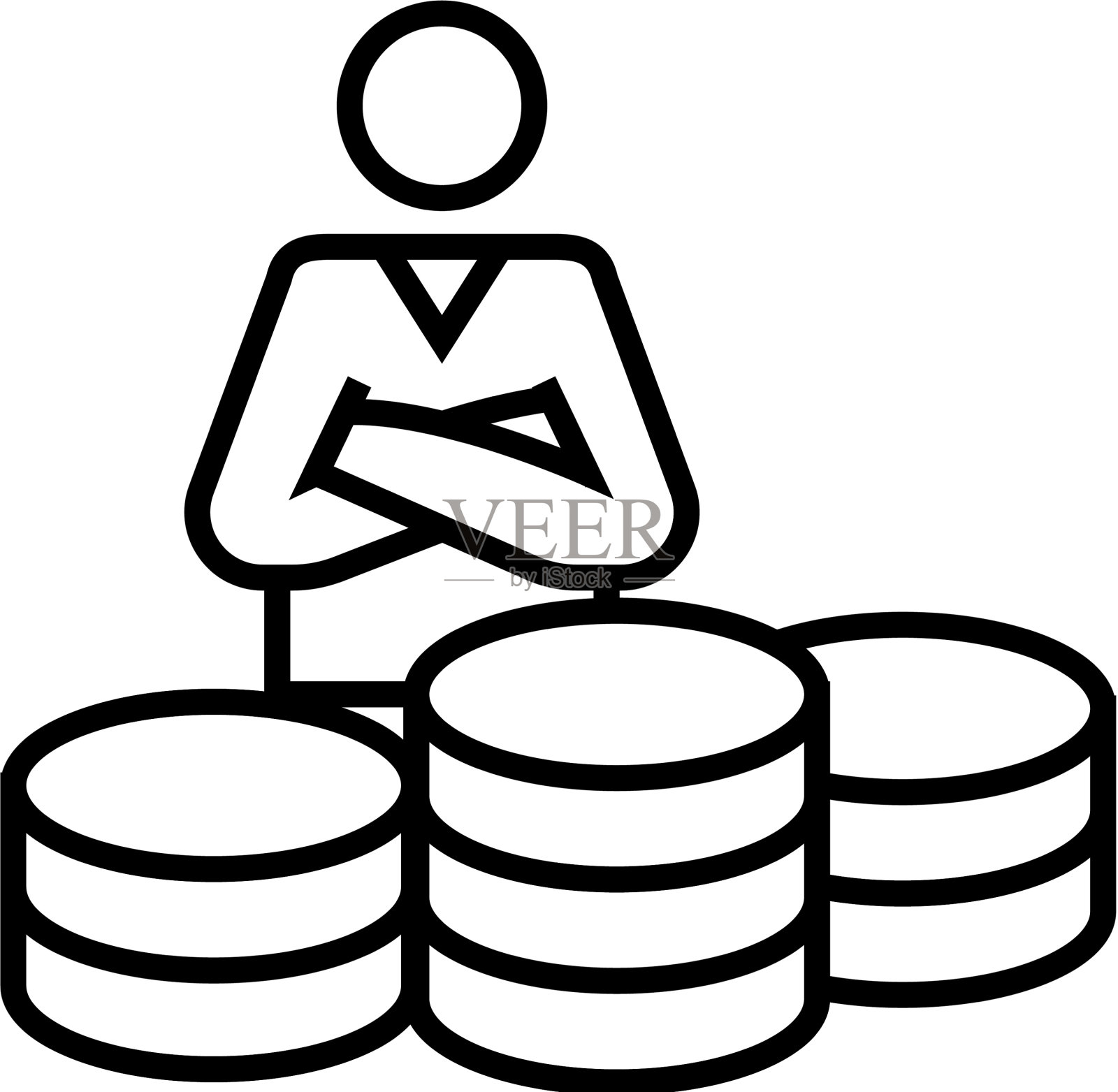 个人工资线图标概念标志大纲设计元素图片