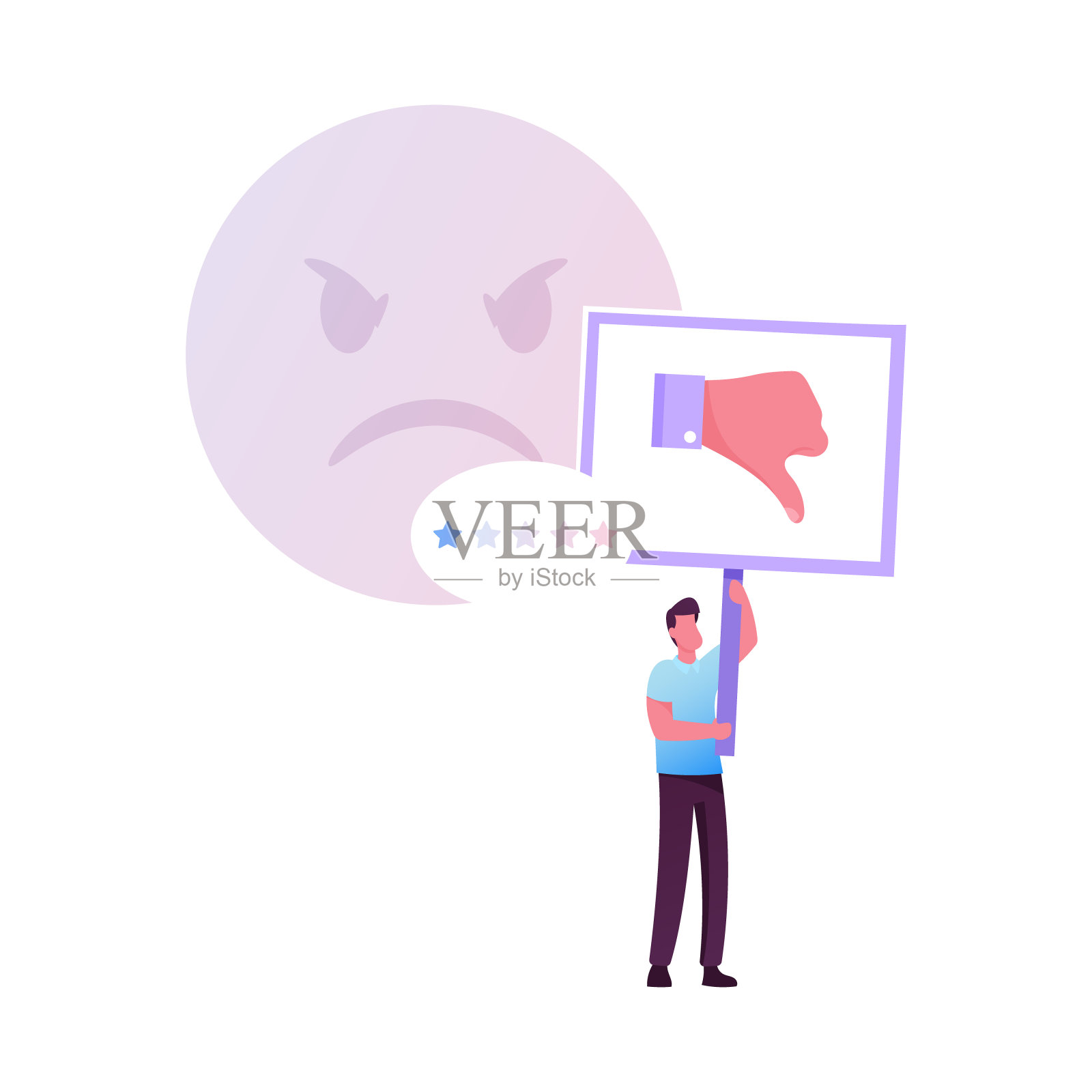 索赔客户，评级，质量和业务排名的概念。因服务不佳而获得一星。客户回顾，反馈，低满意度水平。卡通矢量图插画图片素材