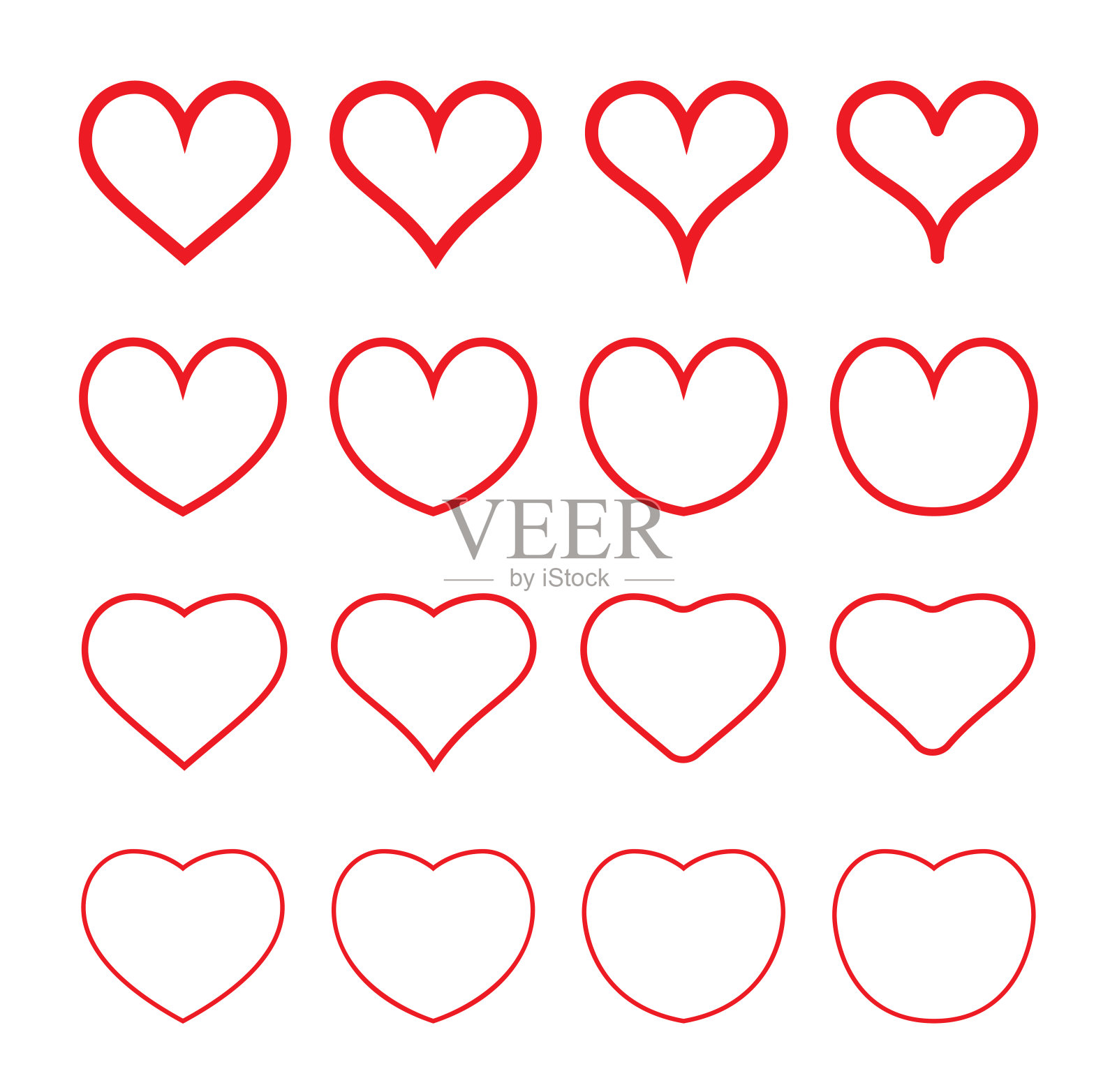 心的图标集。2月的情人节。可用于医药或健身。插画图片素材