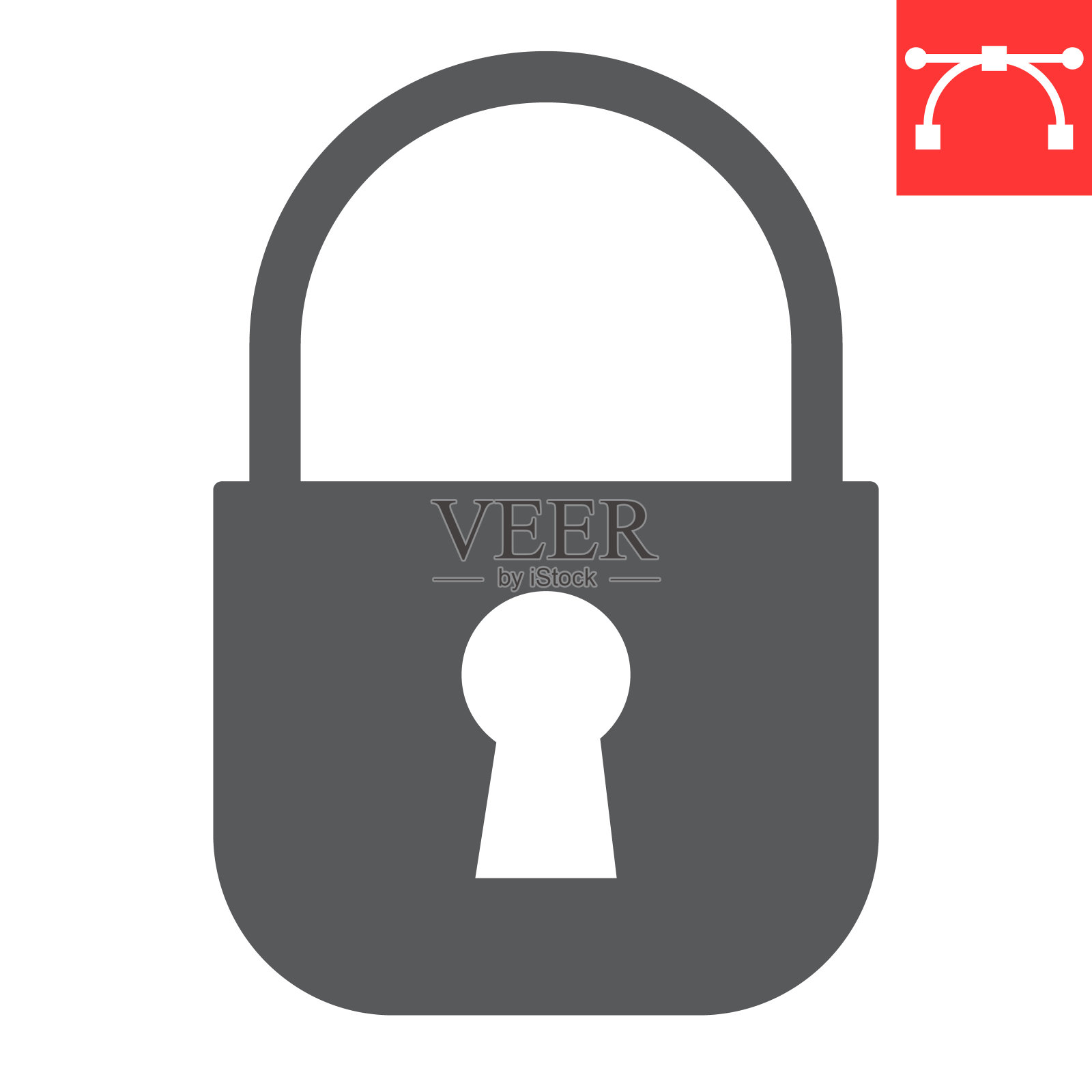 锁定符号图标，ui和按钮，挂锁符号矢量图形，可编辑笔触固体图标，eps 10。插画图片素材