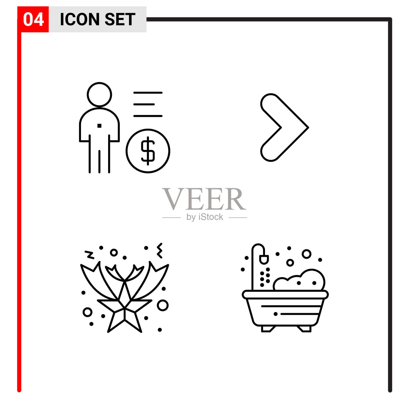 4个通用图标用于网站设计打印和图标素材