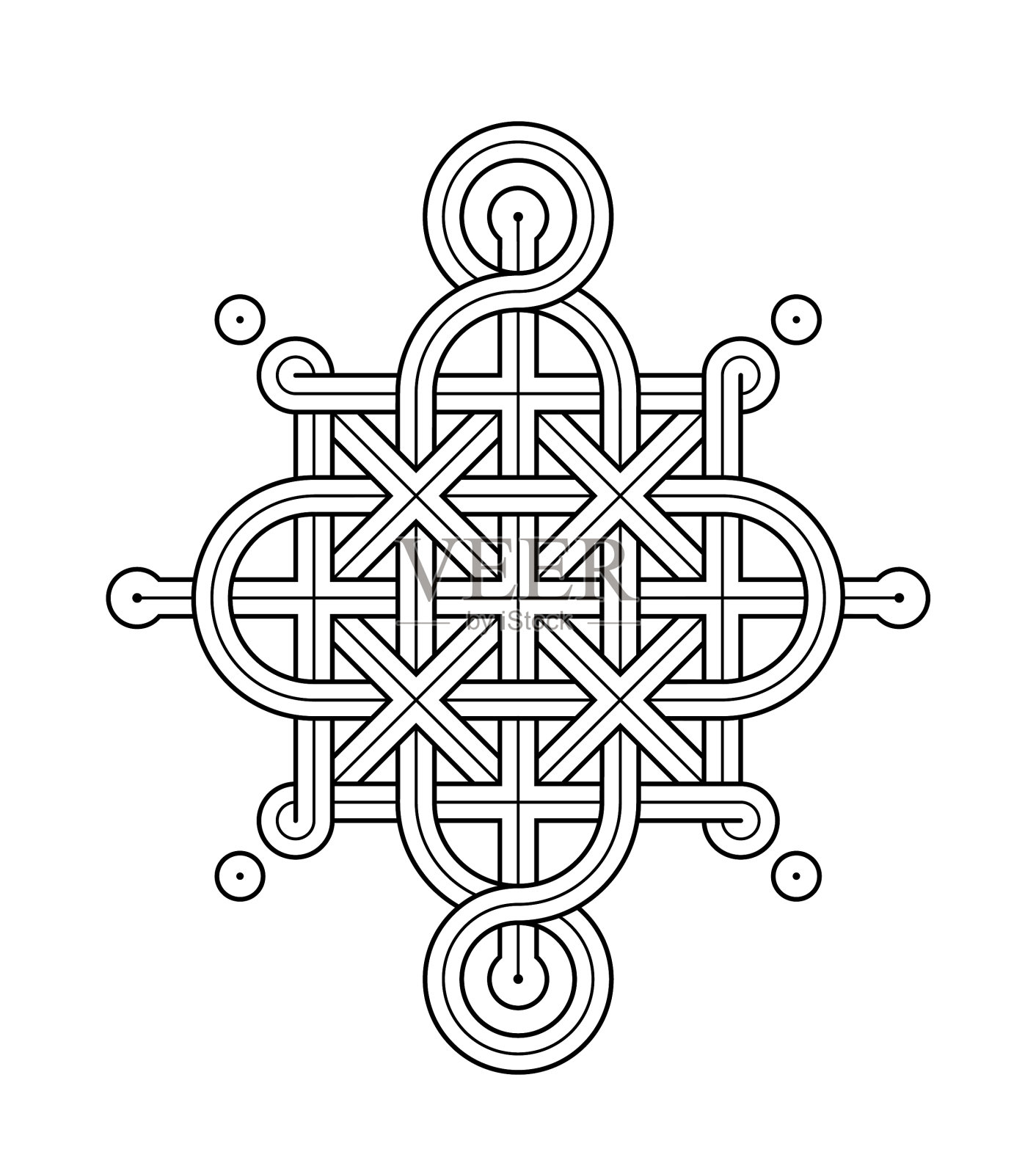 凯尔特结-单链环顶部杆边插画图片素材