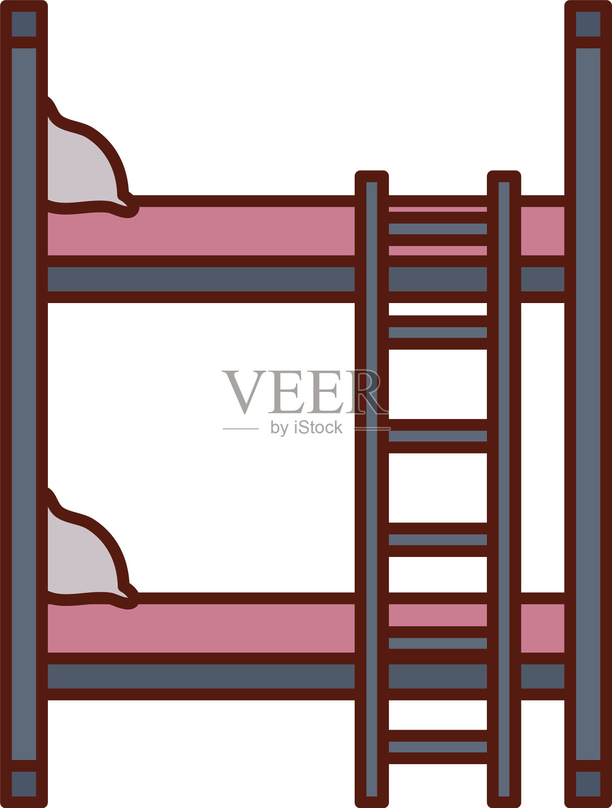 隔离家的客舱床线和填充风格图标设计元素图片