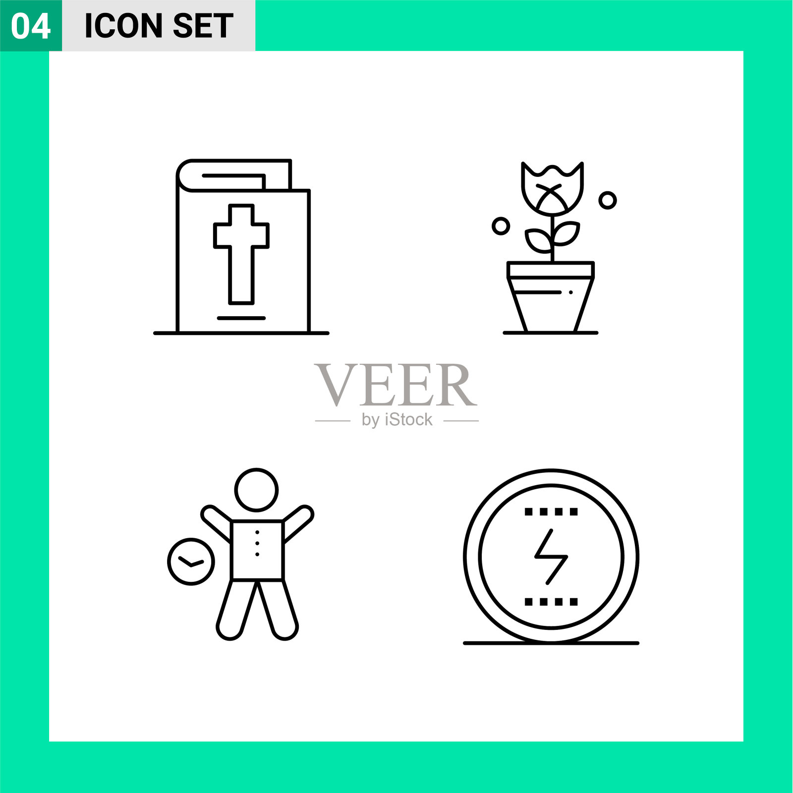 包4个线条样式图标设置轮廓符号图标素材