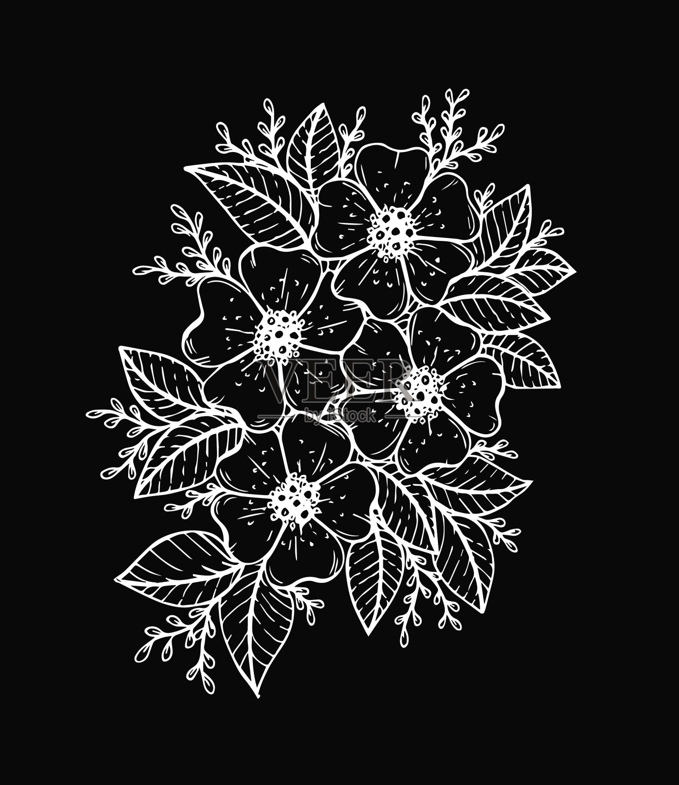 涂鸦花，手绘，矢量插图插画图片素材