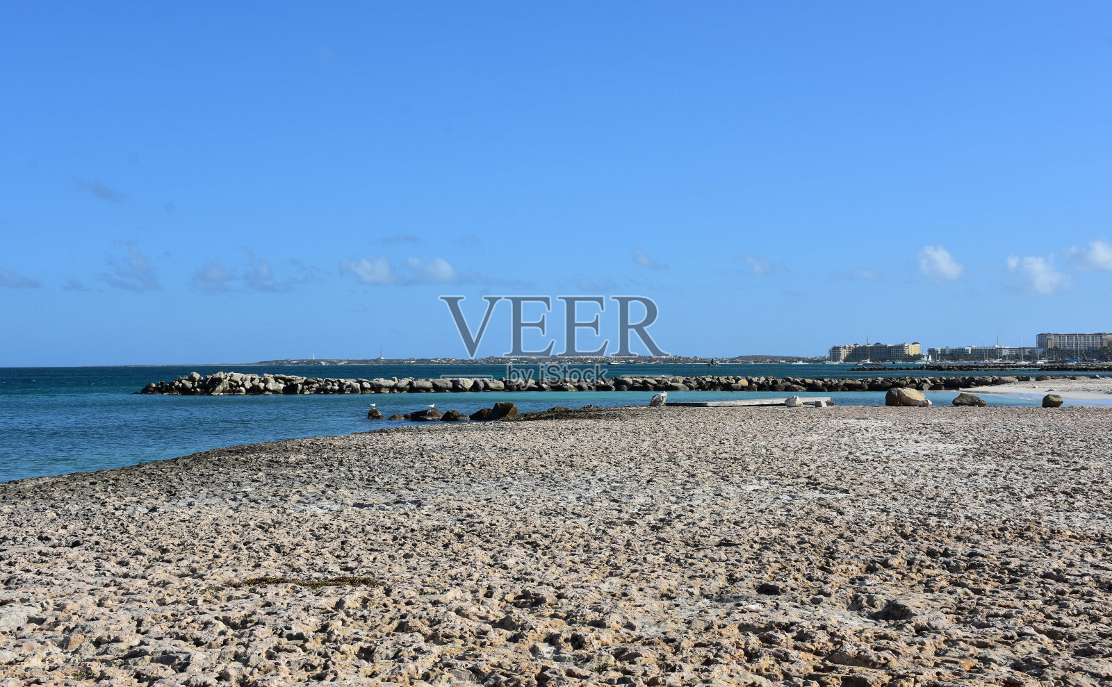 美丽的海景沿阿鲁巴海岸照片摄影图片