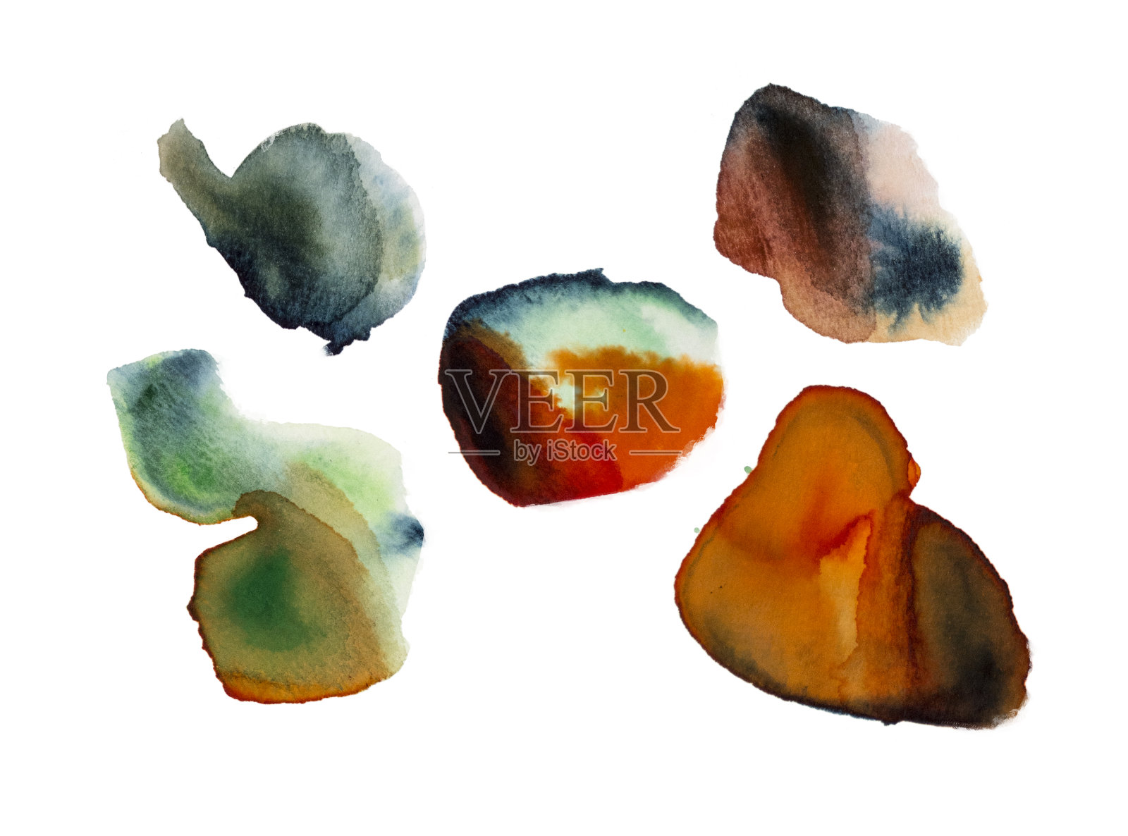 手工制作的水彩污渍。插画图片素材