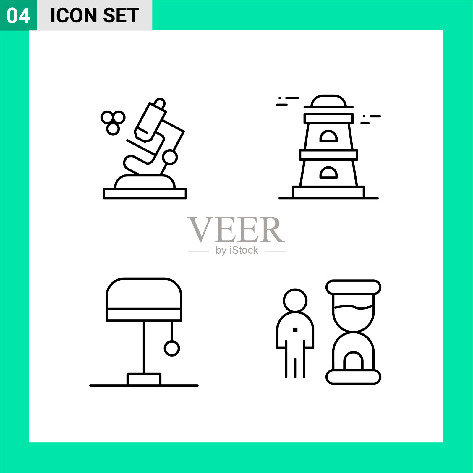 包4个线条样式图标设置轮廓符号图标素材