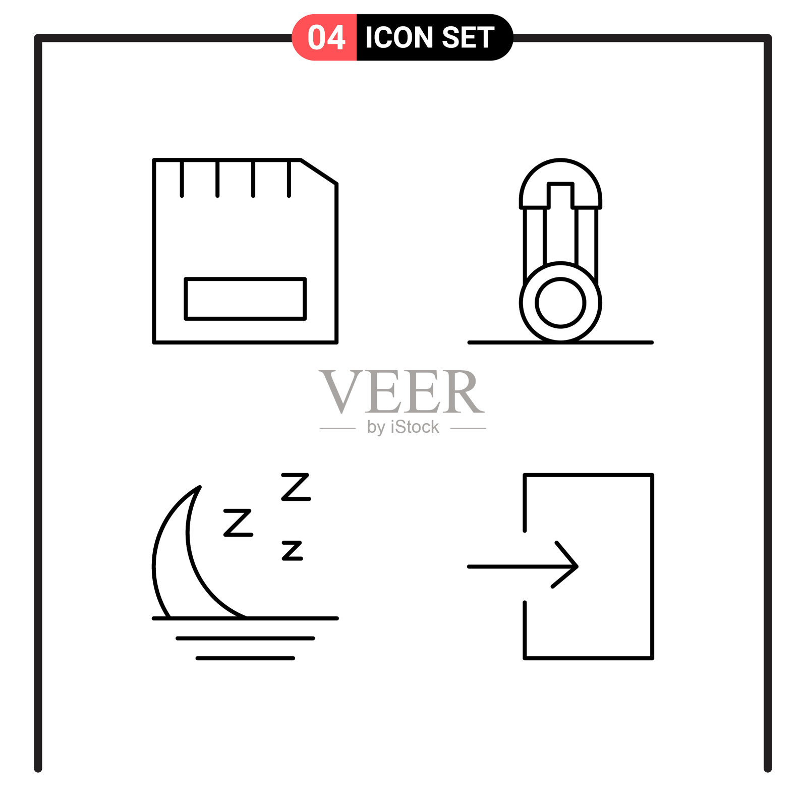 为网页和移动设置4个线条样式图标图标素材