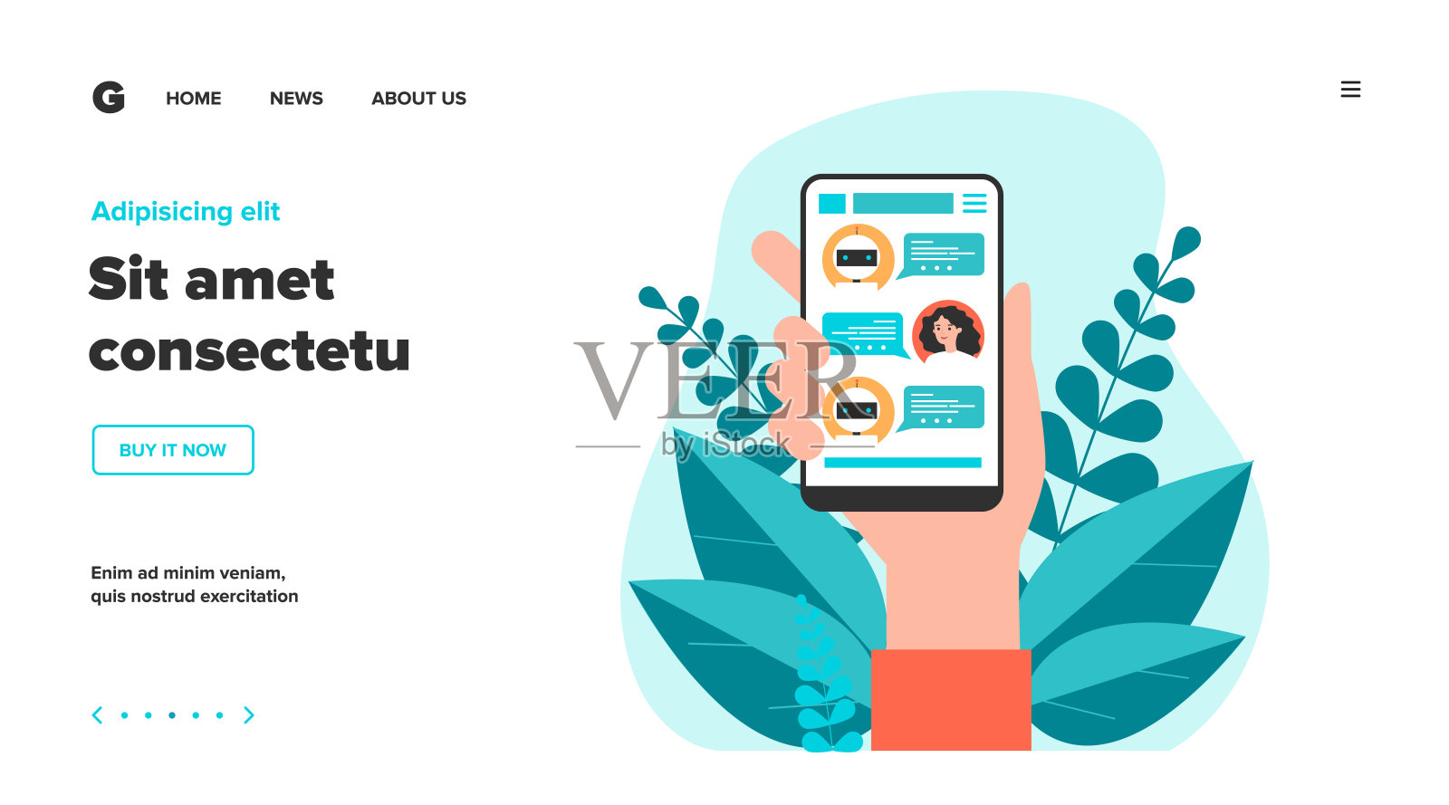 手持智能手机与短信插画图片素材