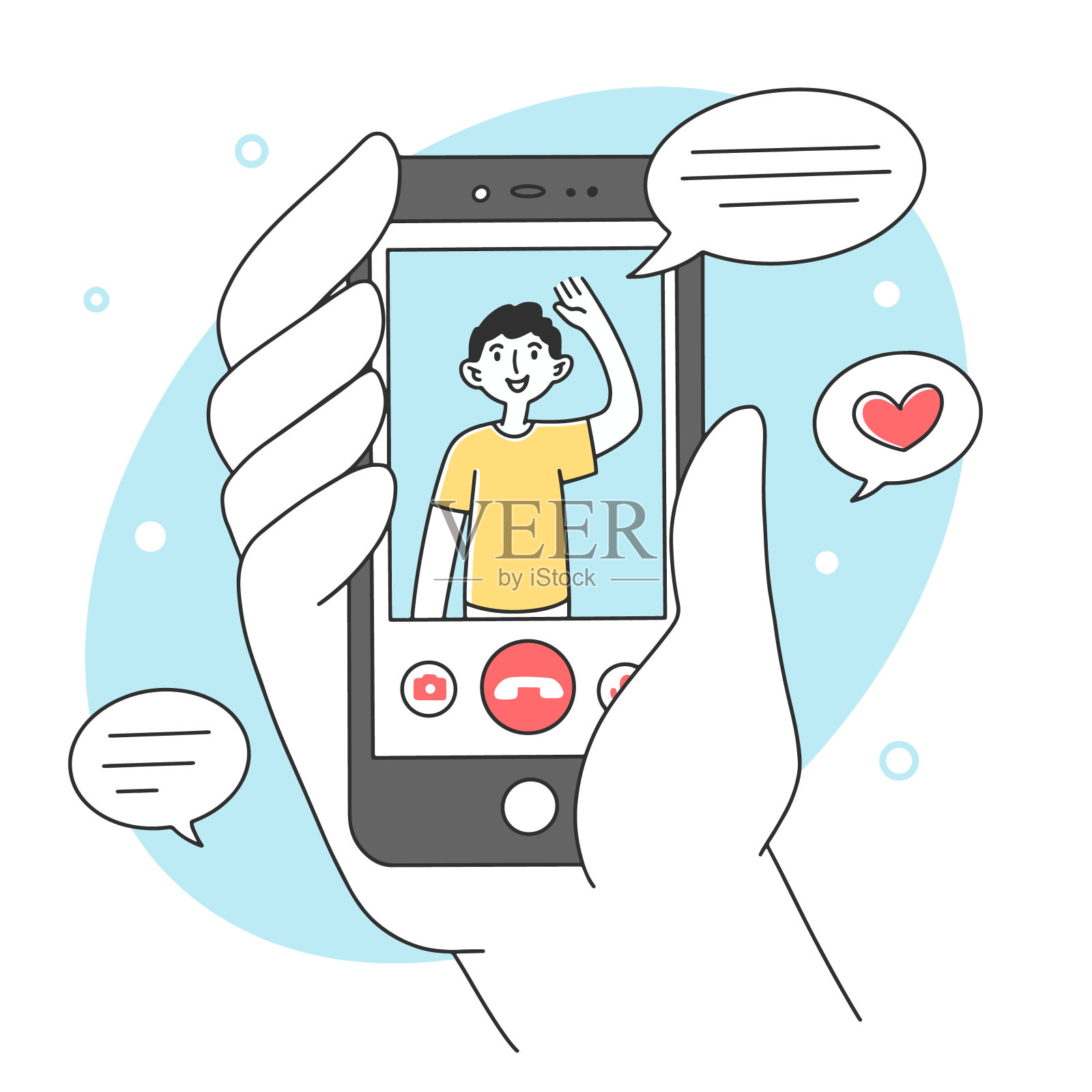 手持智能手机与移动应用程序平面插图插画图片素材