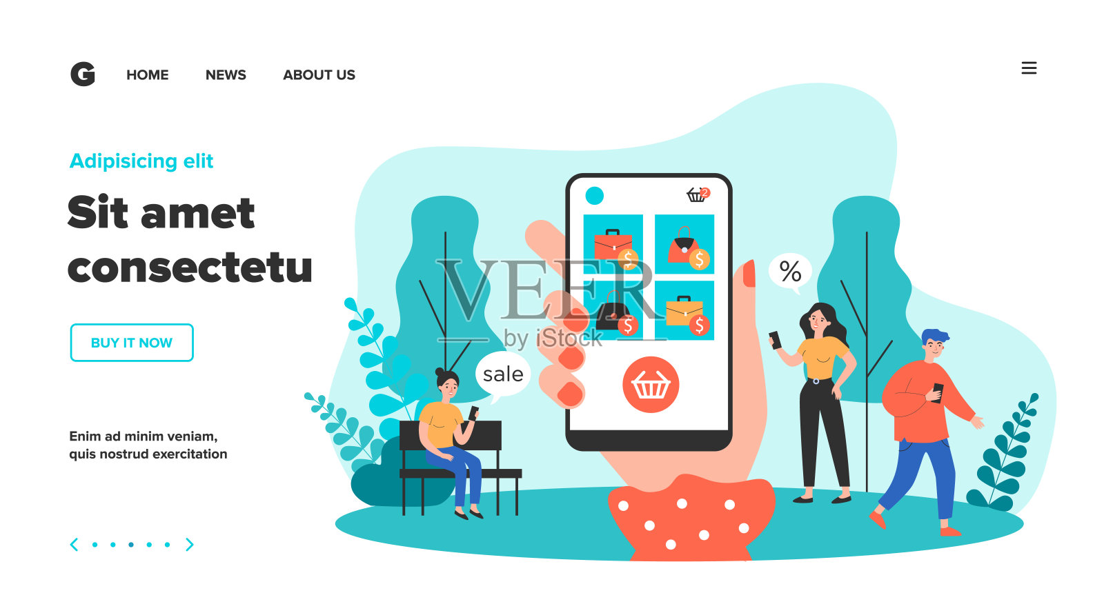 客户使用手机进行网上购物设计模板素材