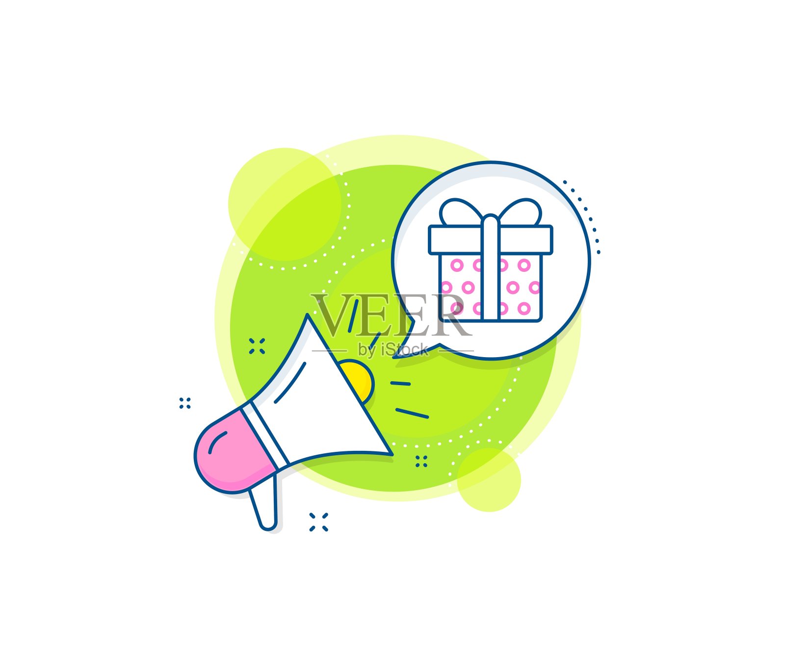 礼盒线图标。现在的迹象。向量插画图片素材