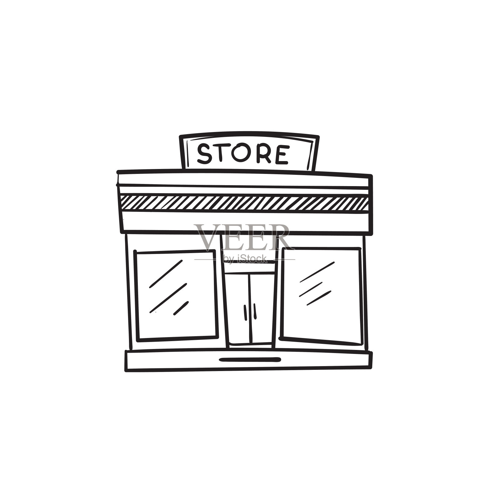 涂鸦商店图标插图矢量孤立的背景插画图片素材