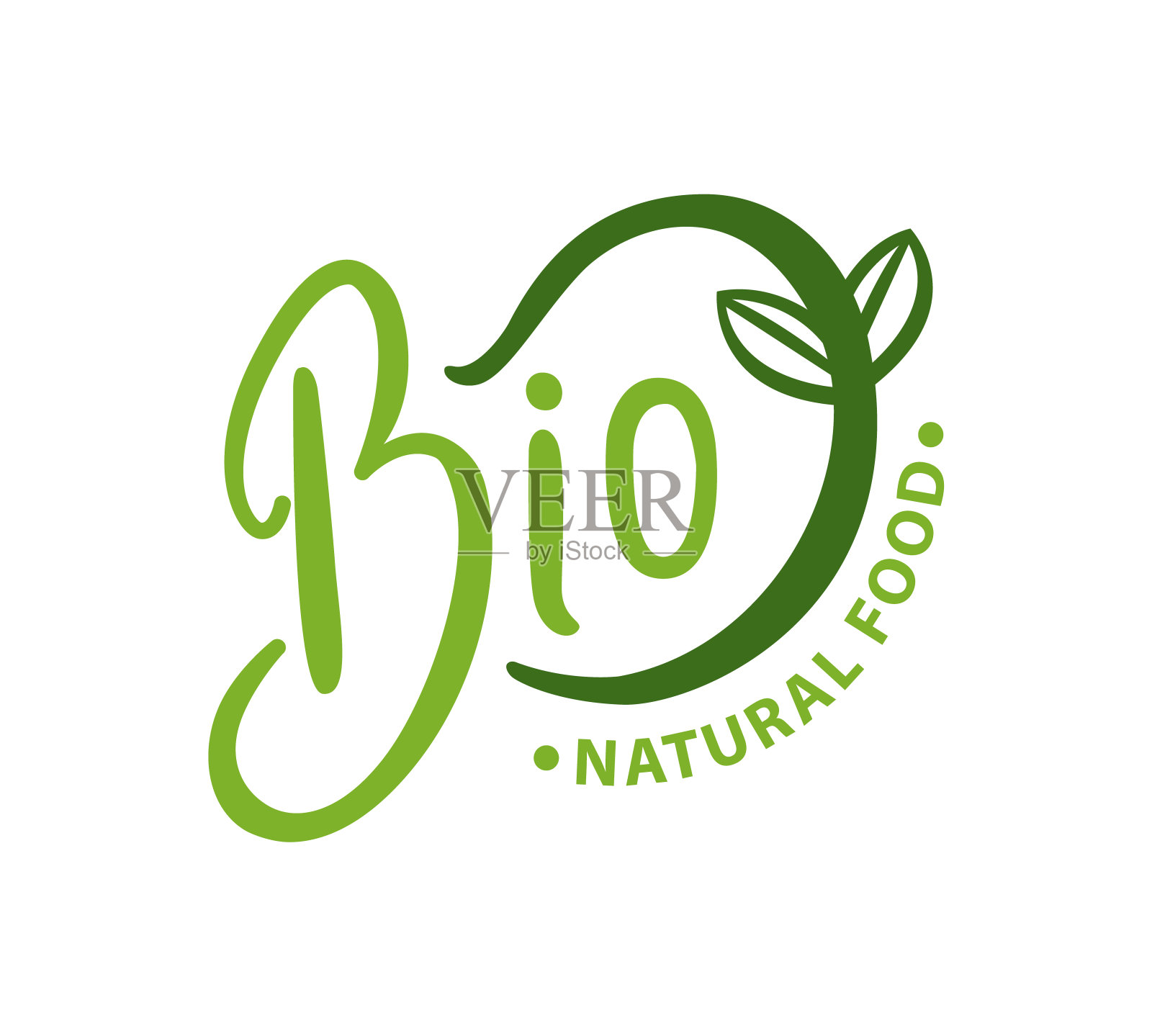 生物天然食品有机标志与绿色芽插画图片素材