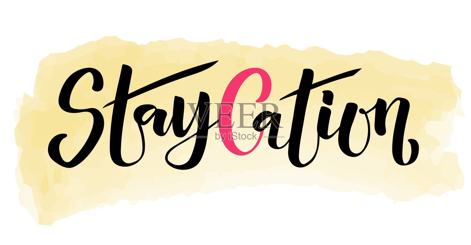 Staycation矢量插图的卡片，广告，标志，背景。在家度假模板。假日书法打印。内部旅游海报。当地旅游，一日游，度假横幅。2020年夏天的计划插画图片素材