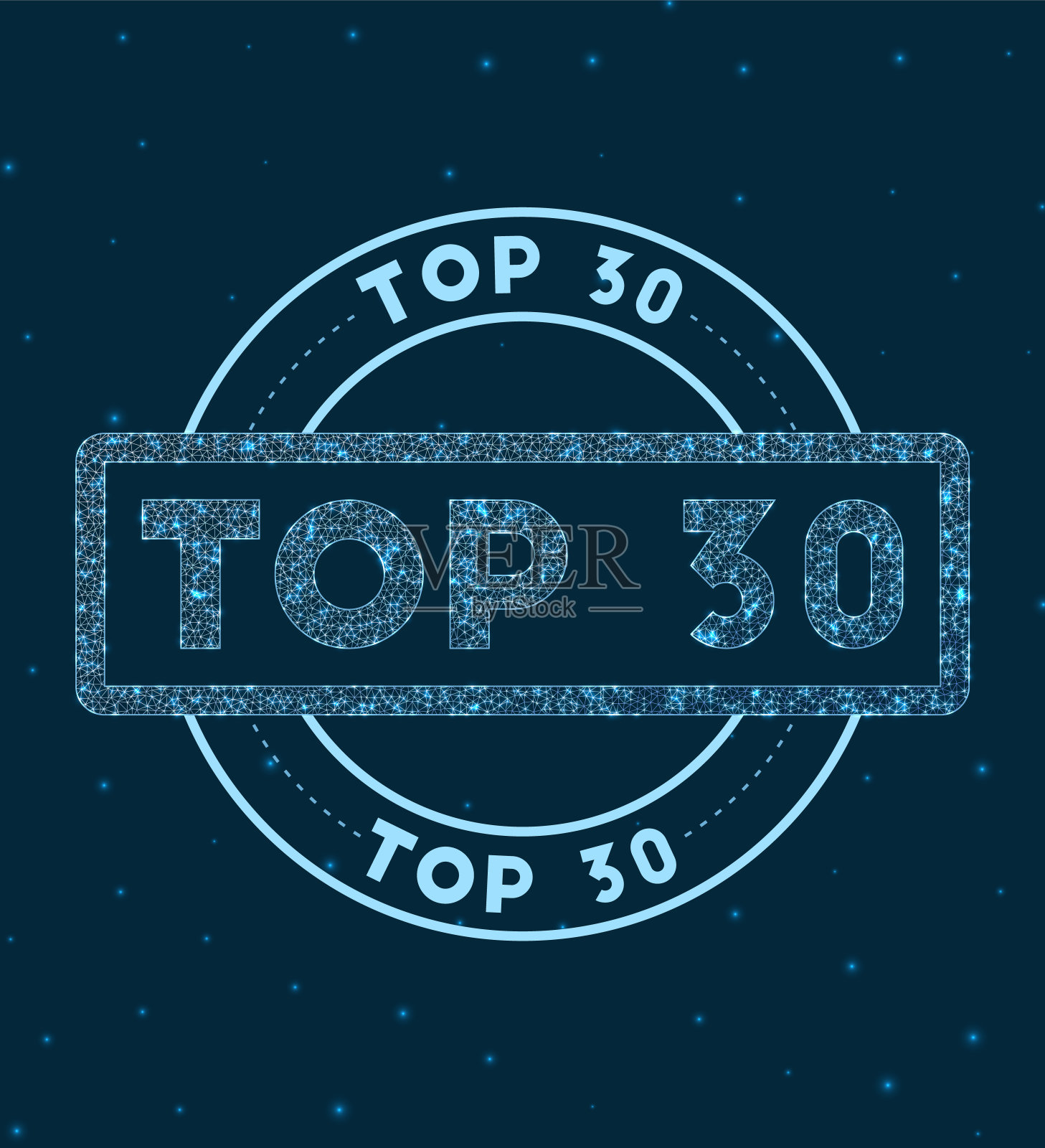 前30名。发光的圆形徽章。插画图片素材