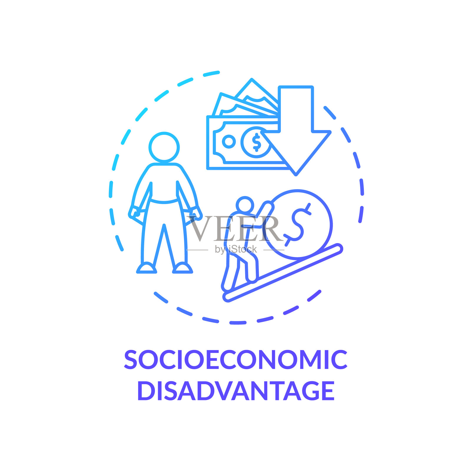 社会经济劣势概念图标插画图片素材