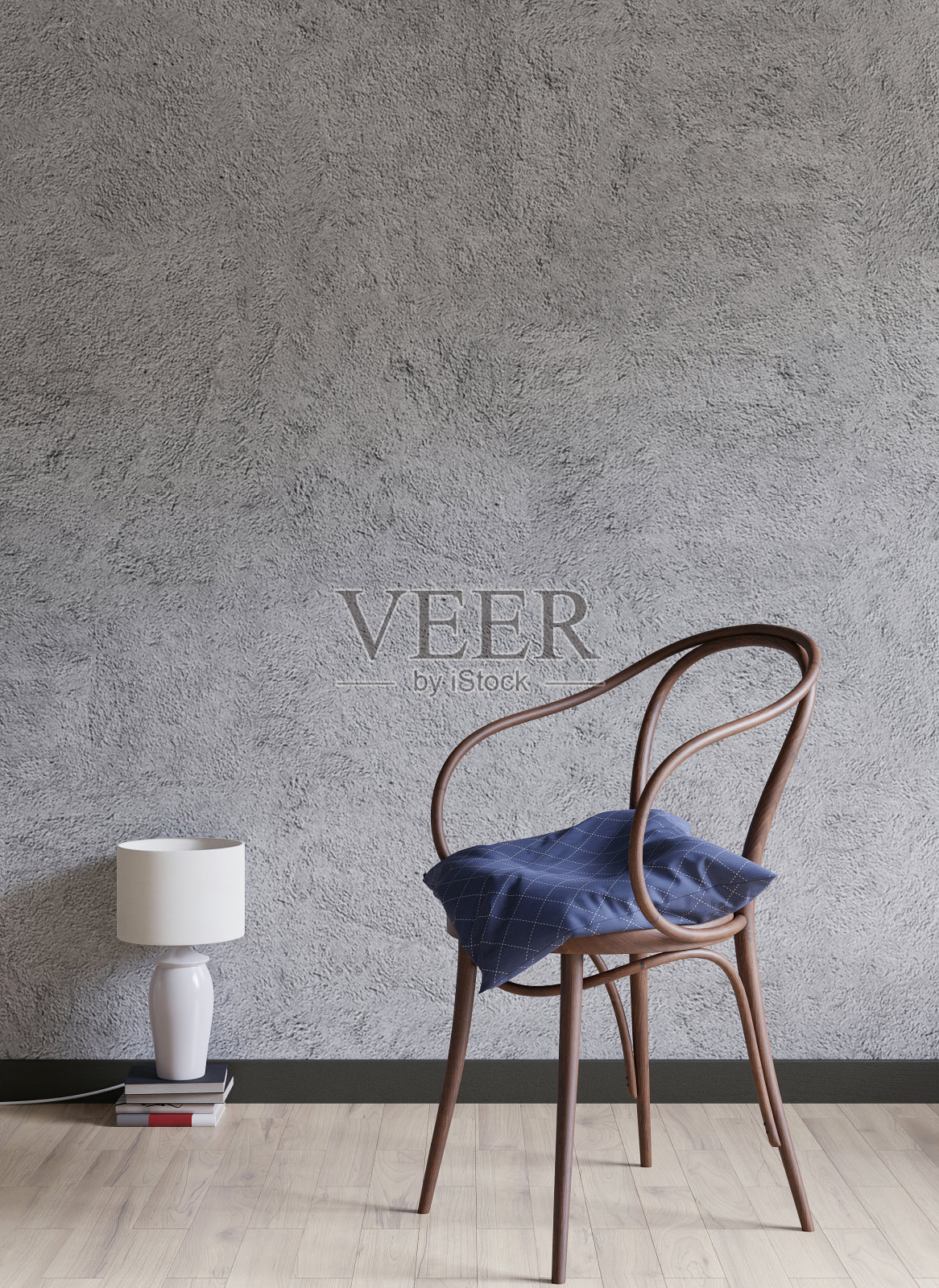 客厅墙上的模型。北欧室内。3d渲染，3d插图照片摄影图片