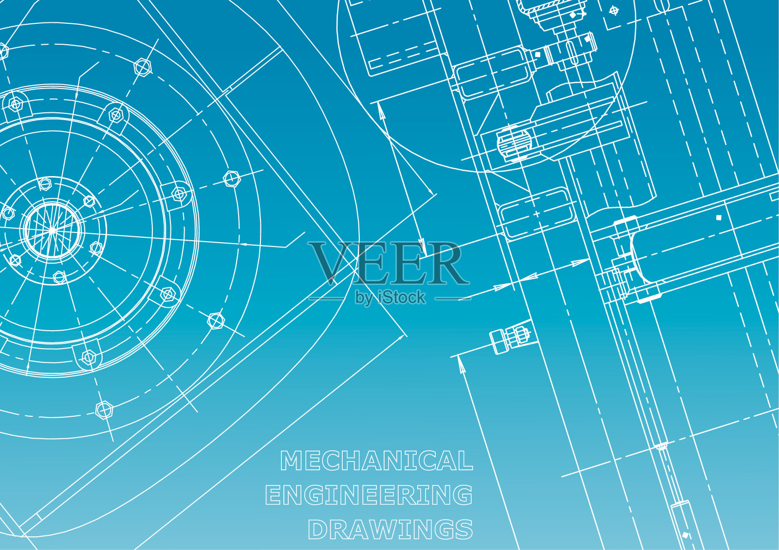 蓝图,素描。工程说明向量。封面，传单，横幅，背景。仪器制造图纸插画图片素材