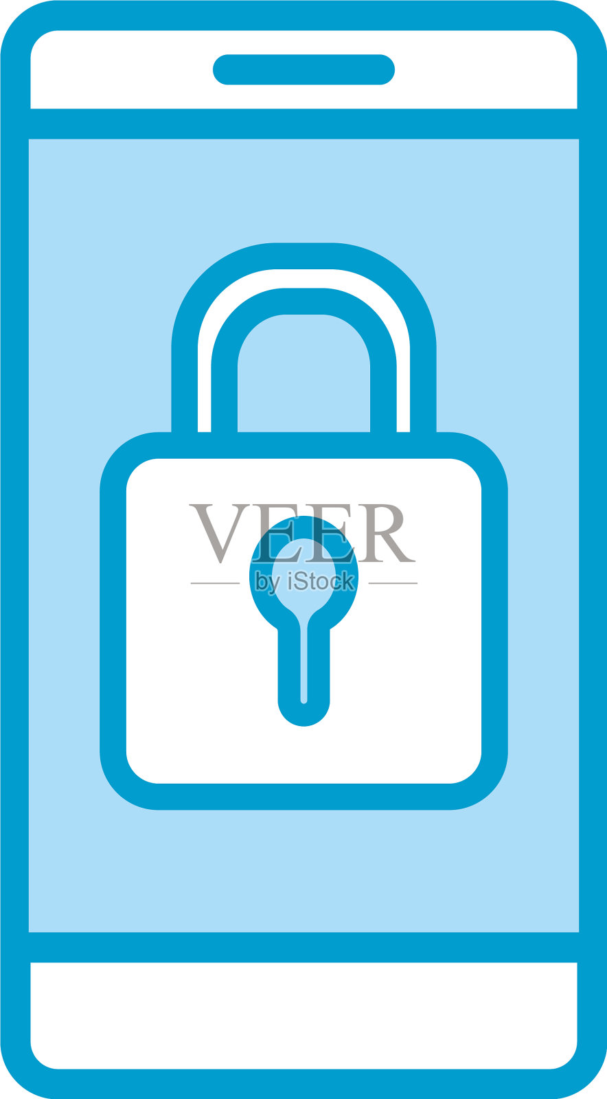 隔离挂锁内智能手机线和填补插画图片素材