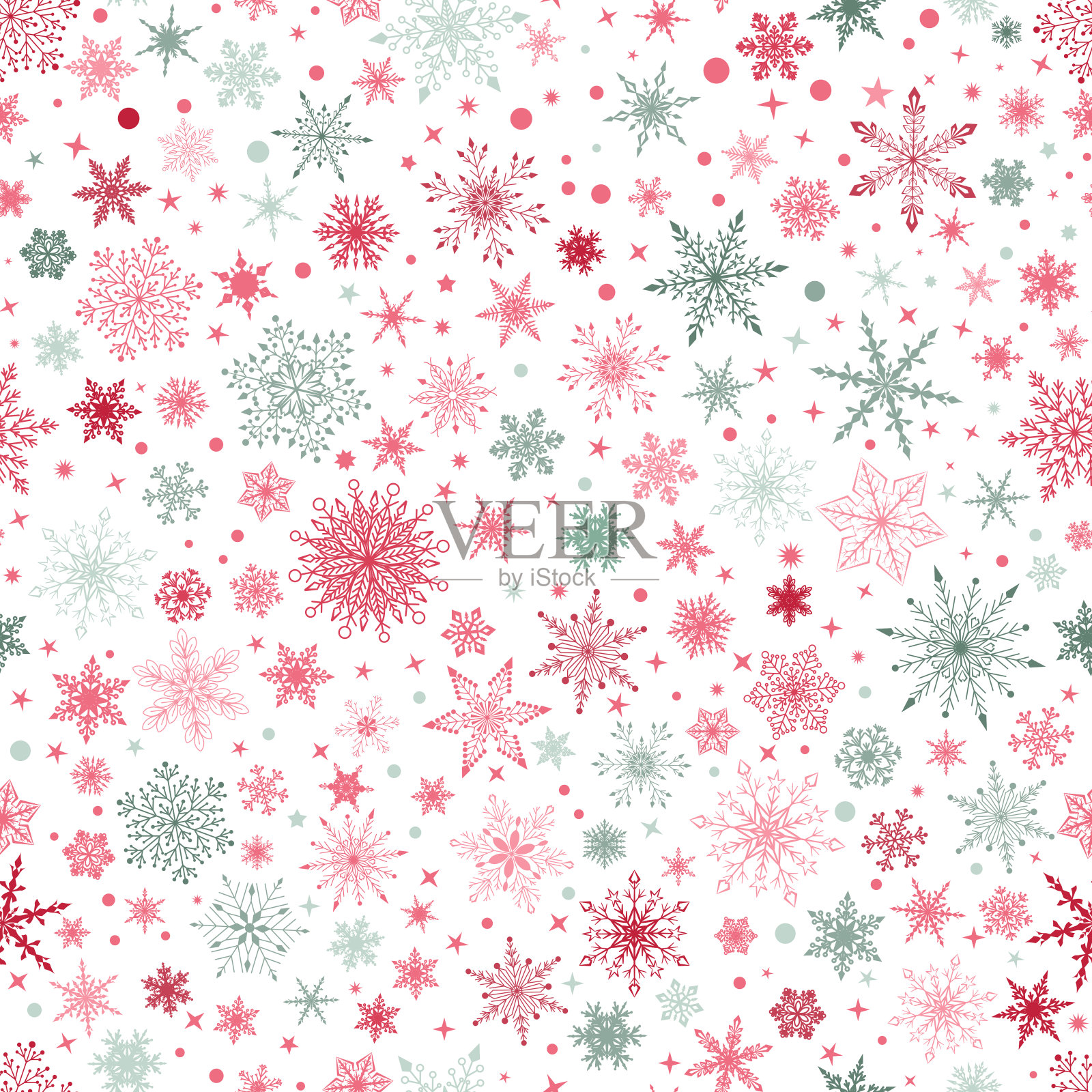 圣诞雪花无缝图案插画图片素材