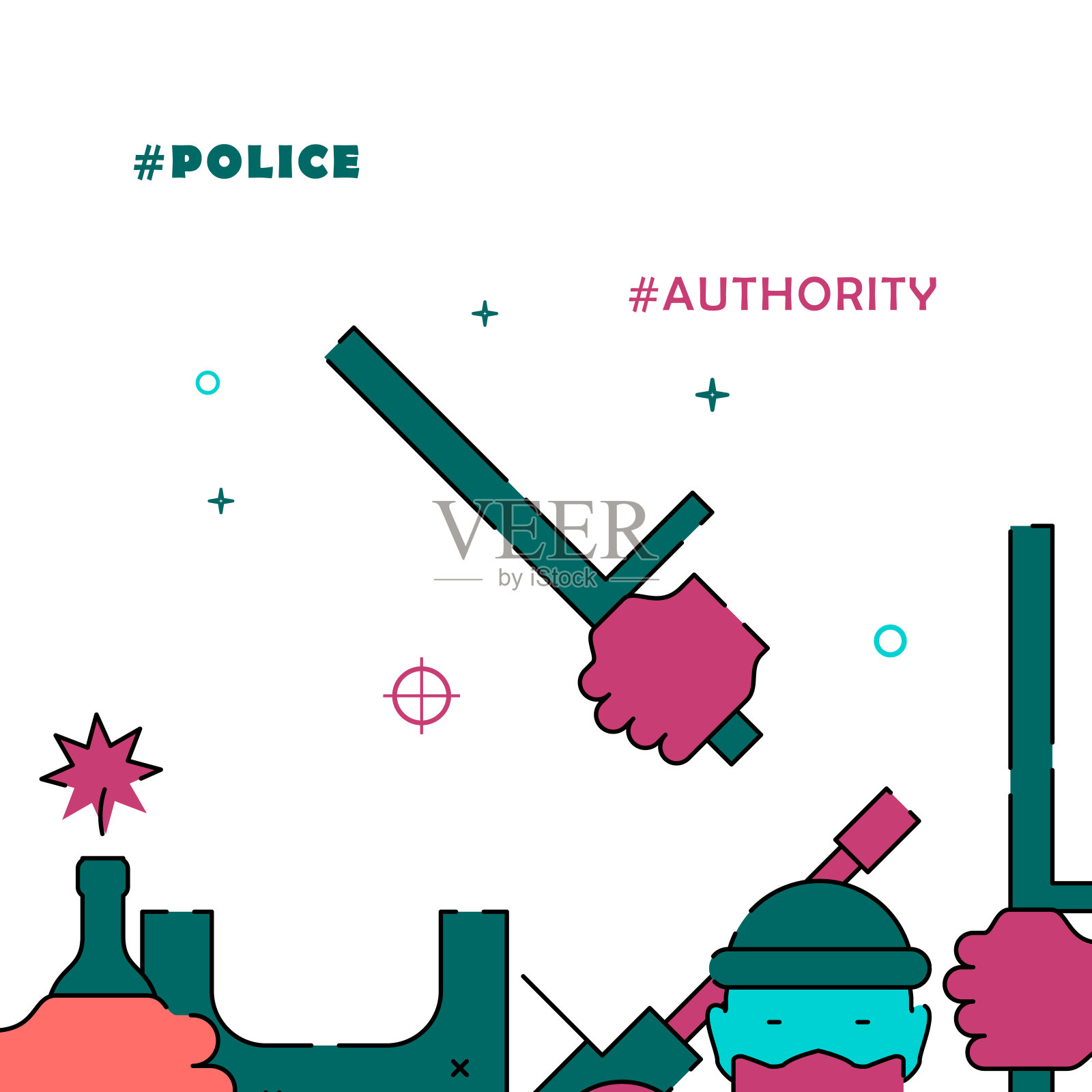 手柄边握接力棒填充线条图标，说明简单插画图片素材