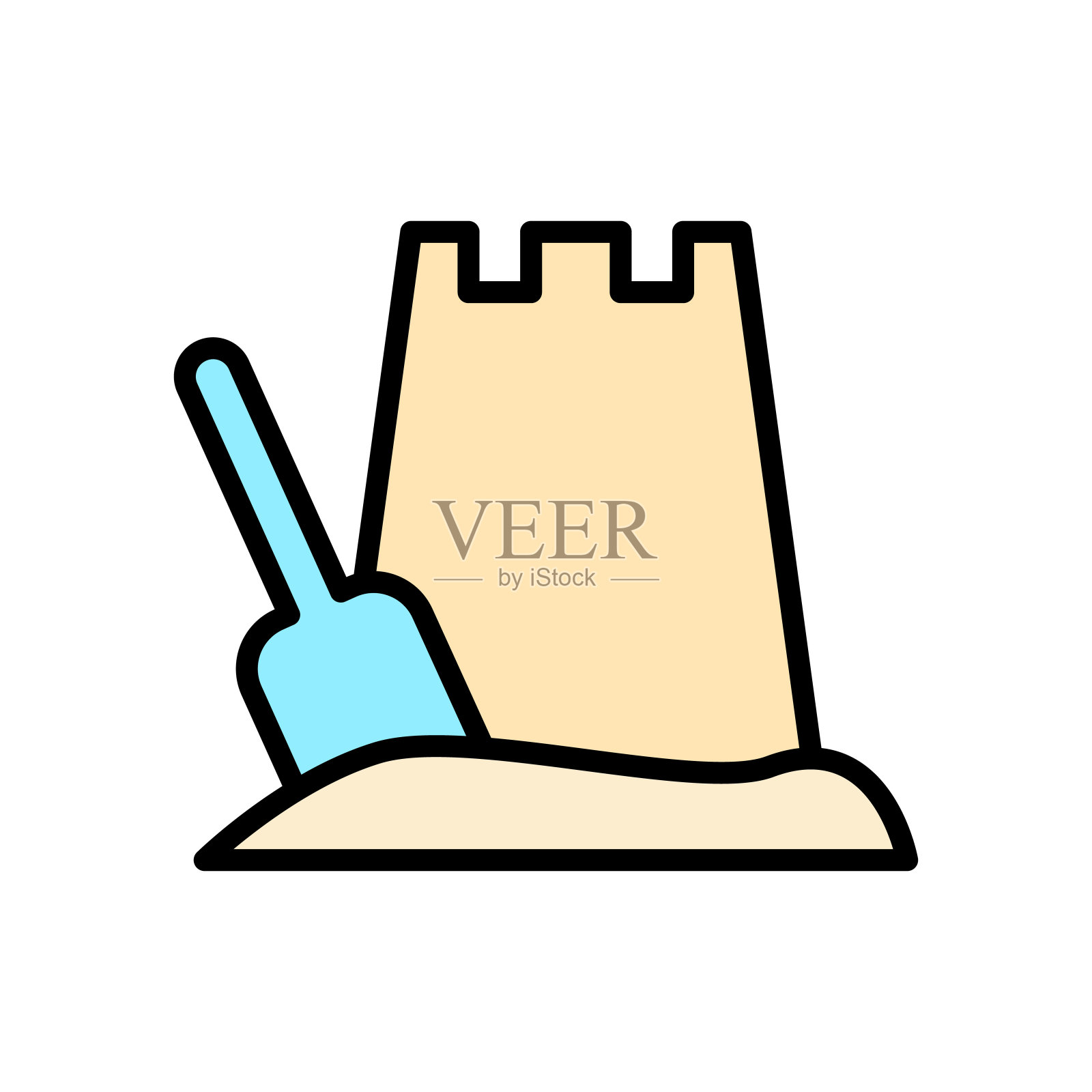 沙子,塔图标。简单的颜色与轮廓矢量元素的用户界面和用户体验，网站或移动应用程序度假图标插画图片素材