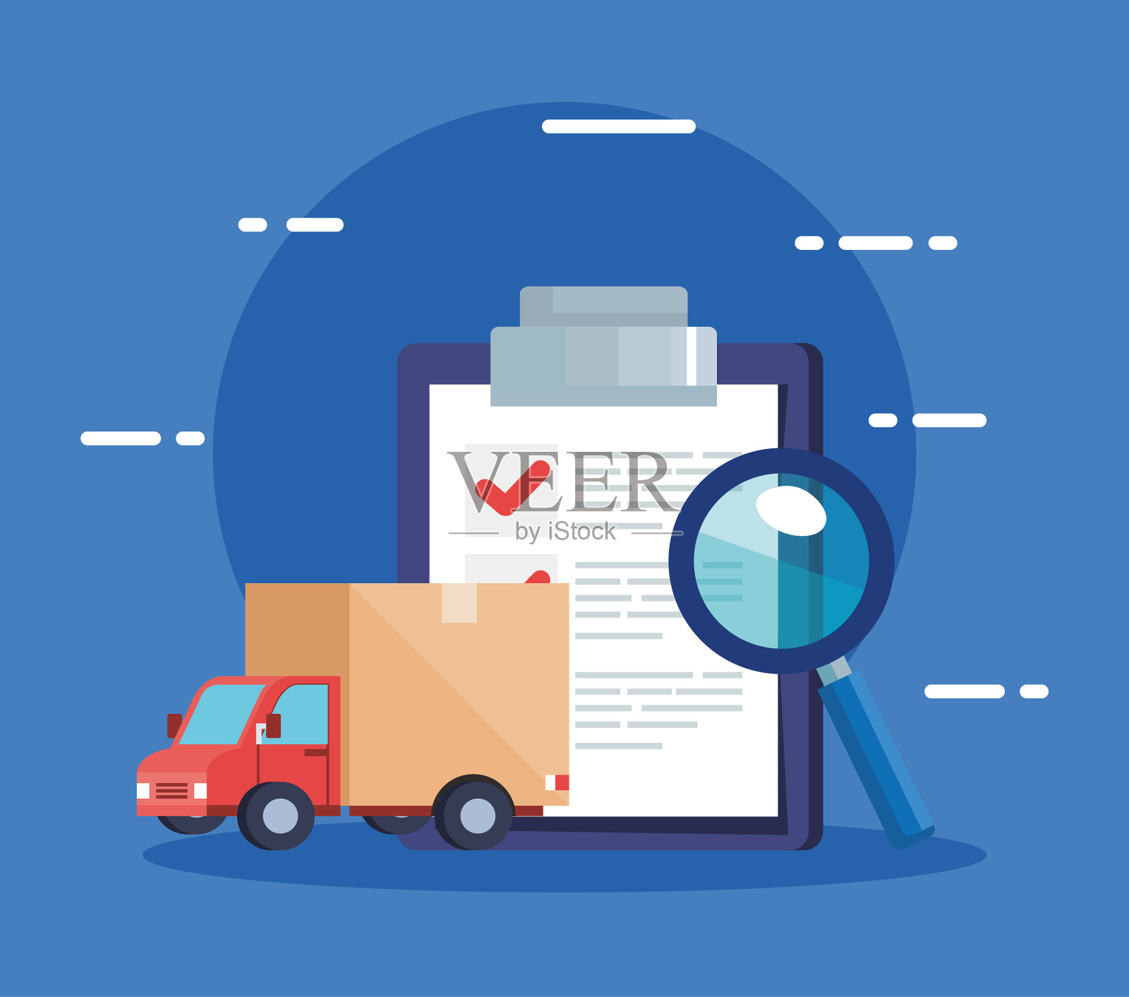 检查配送物流服务及图标插画图片素材