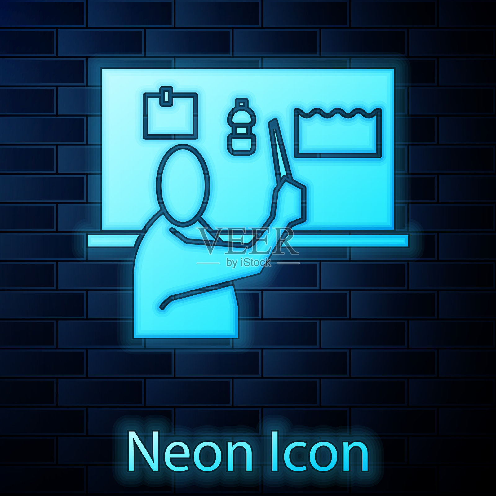 发光的霓虹灯阻止塑料污染图标孤立插画图片素材