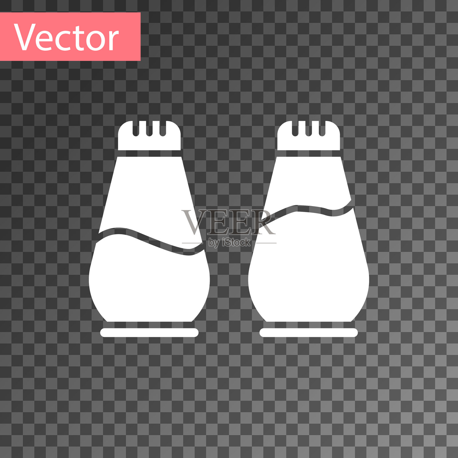 白色的盐和胡椒图标隔离在透明插画图片素材