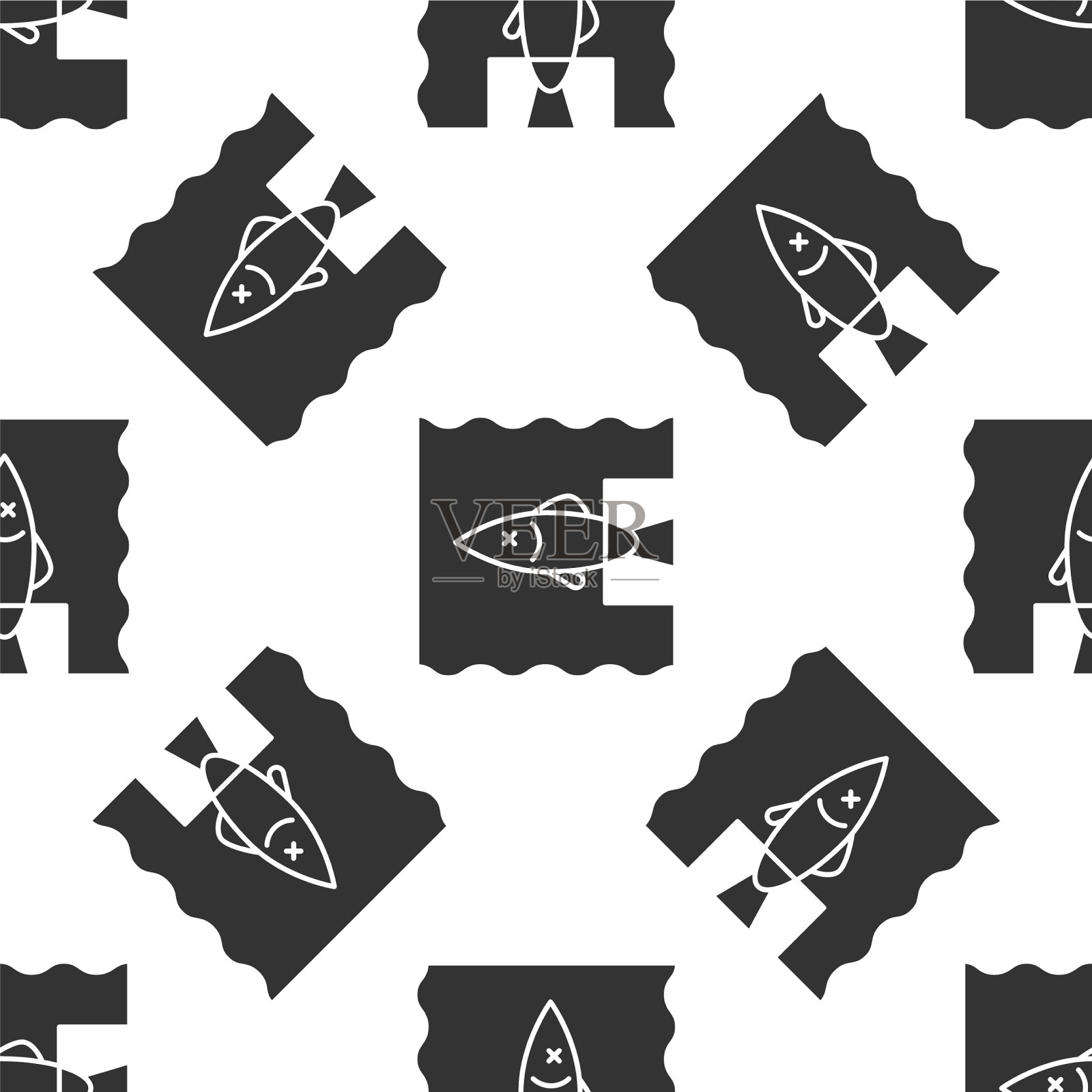 灰色停止海洋塑料污染图标孤立插画图片素材