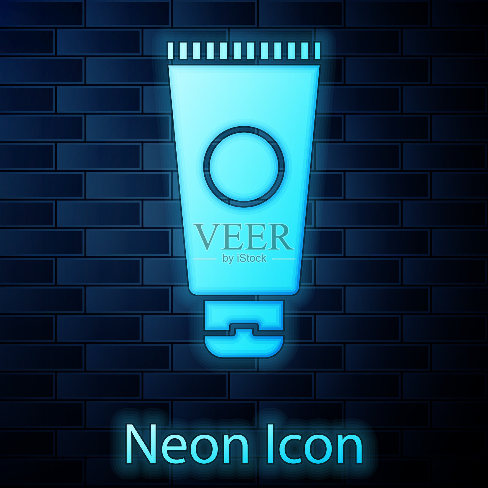 发光的霓虹霜或乳液化妆品管图标插画图片素材